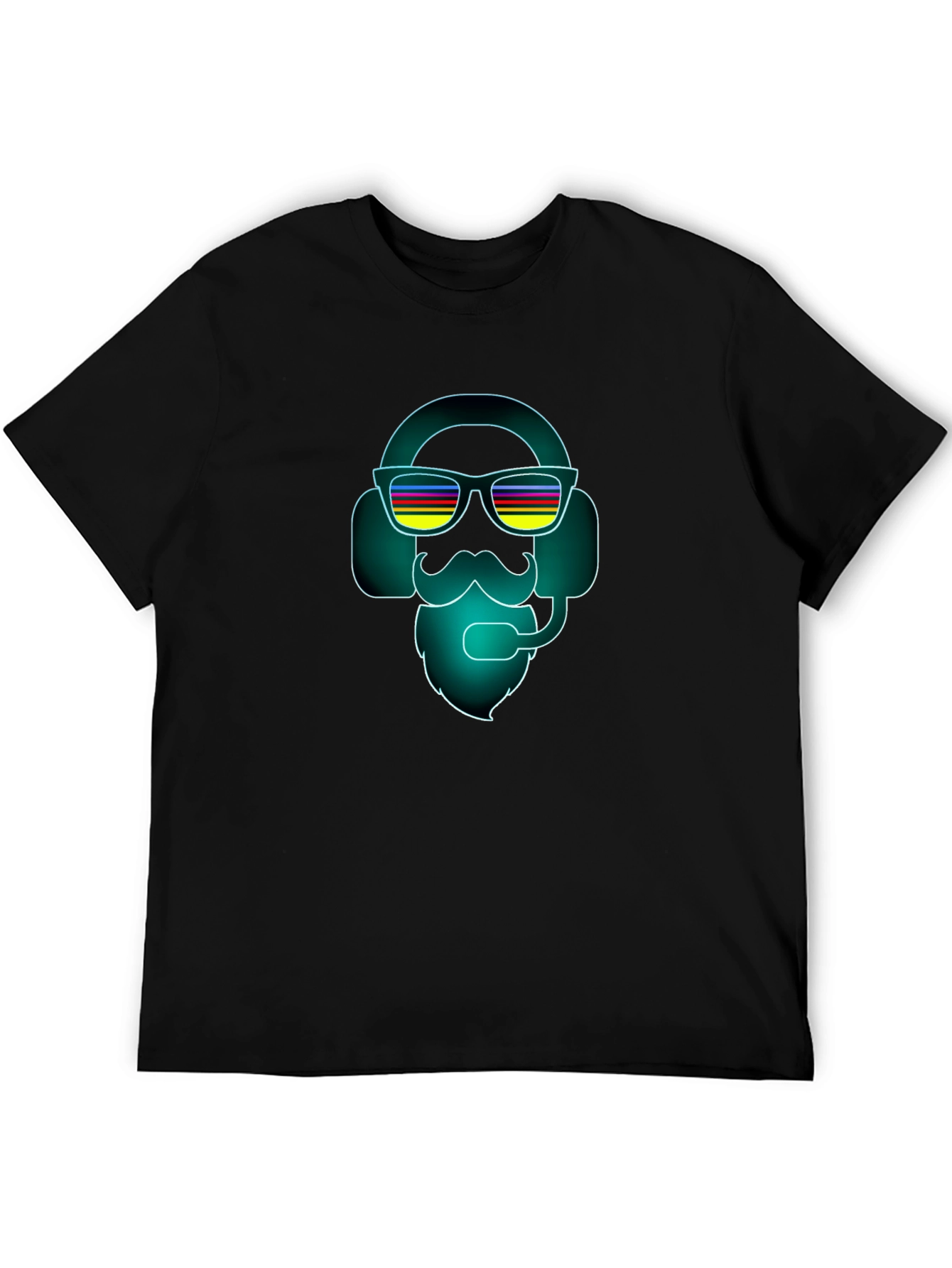 Neon DJ Bearded Man Graphic Tee