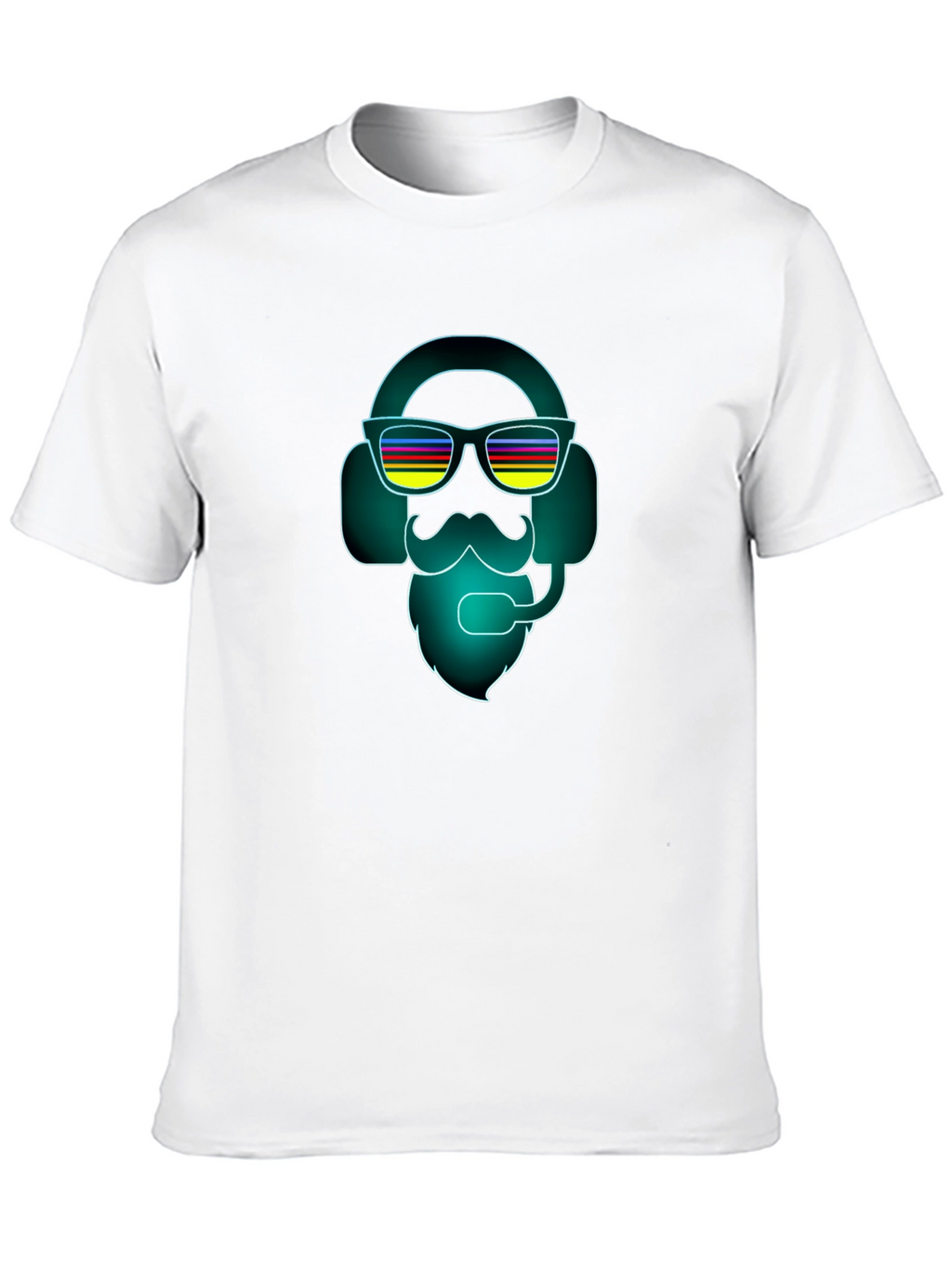 Neon DJ Bearded Man Graphic Tee