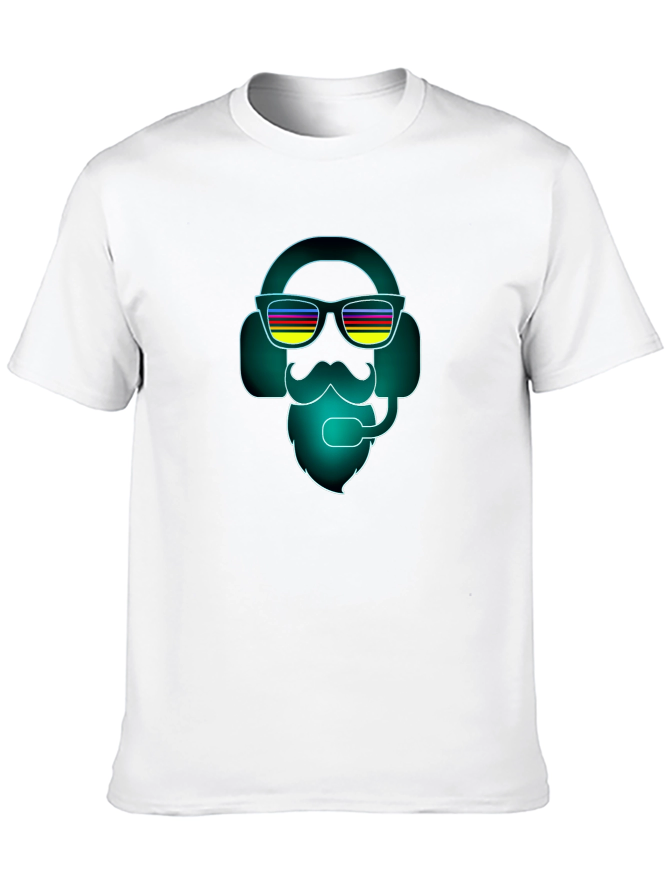 Neon DJ Bearded Man Graphic Tee
