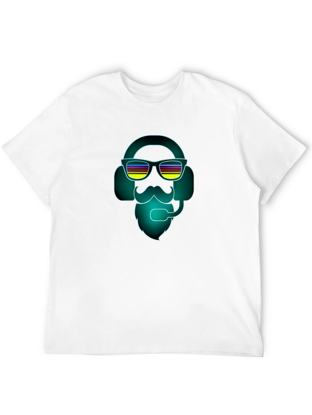 Neon DJ Bearded Man Graphic Tee