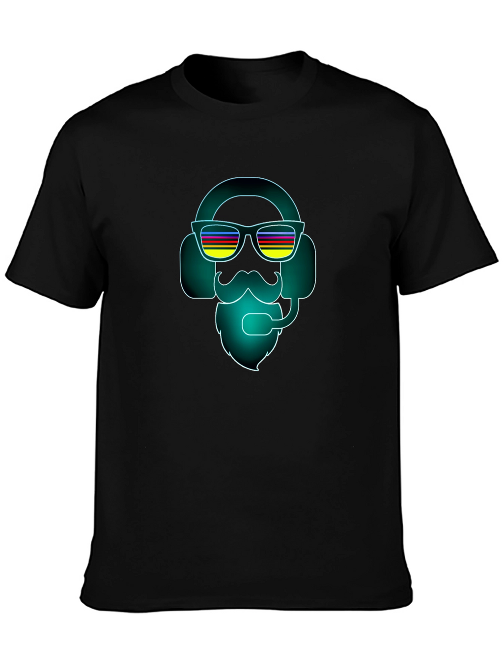 Neon DJ Bearded Man Graphic Tee