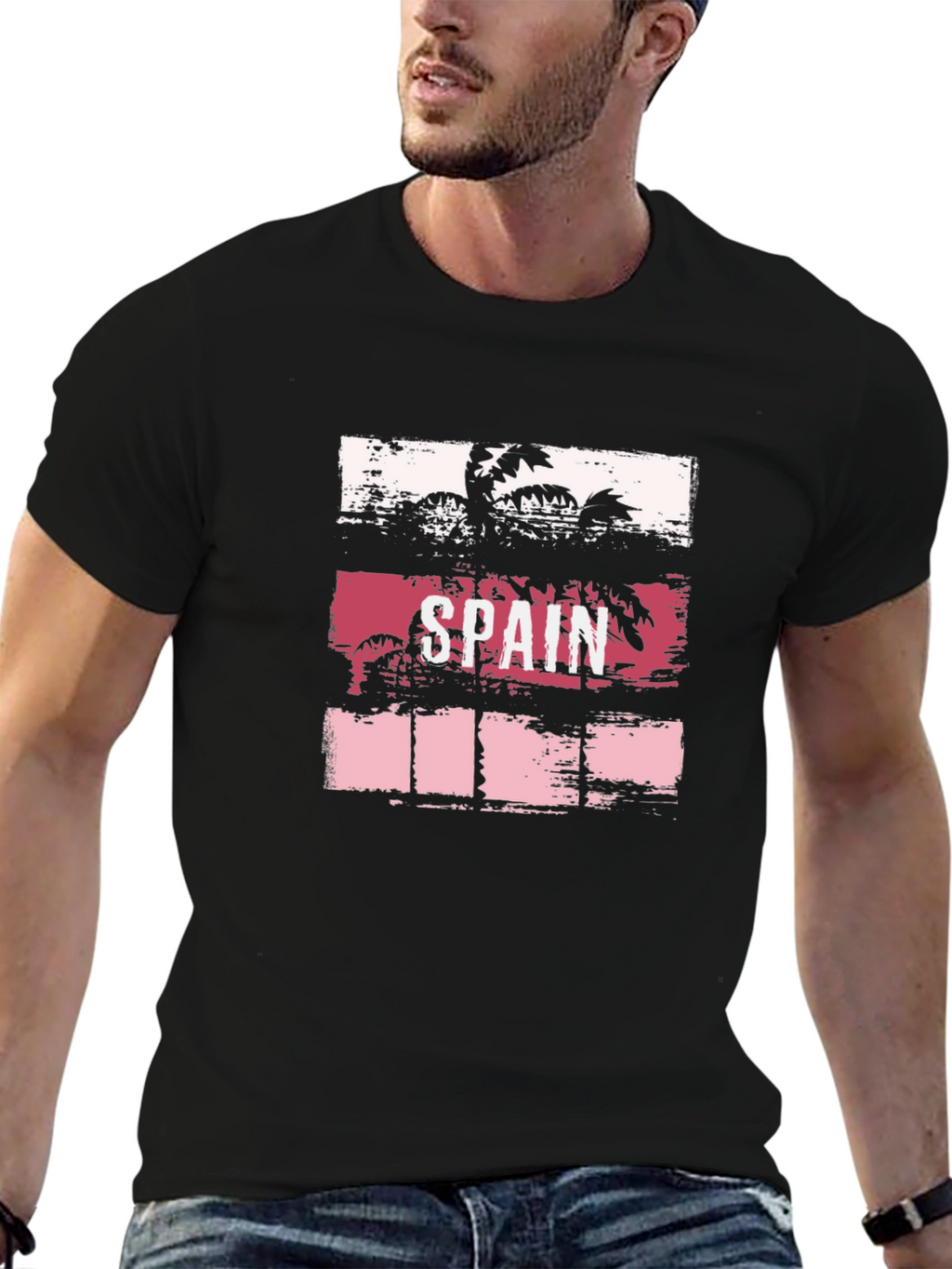 Spain Palm Tree Graphic T-Shirt - Tropical Vacation Tee