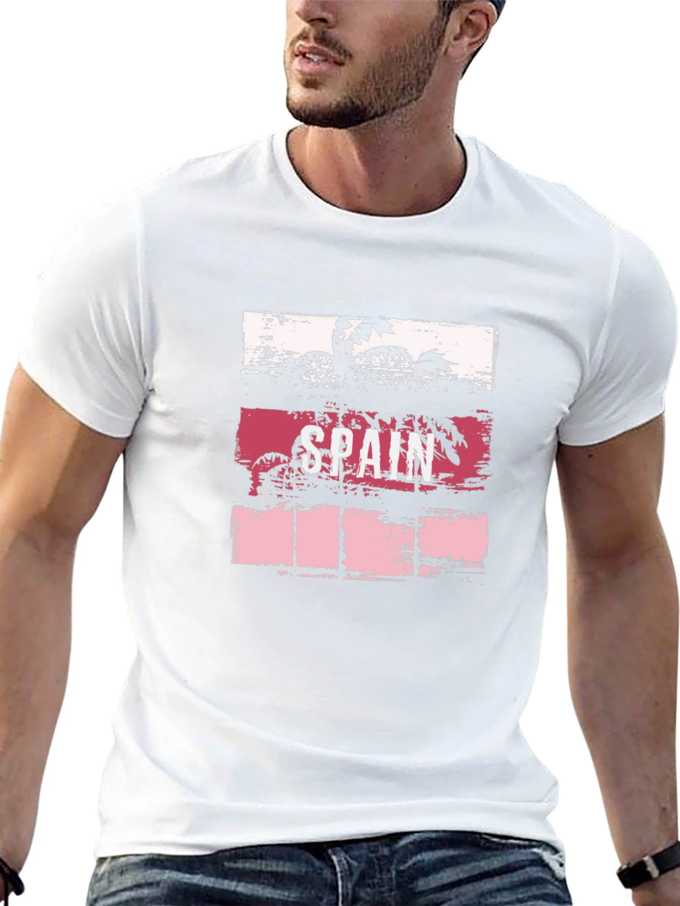 Spain Palm Tree Graphic T-Shirt - Tropical Vacation Tee