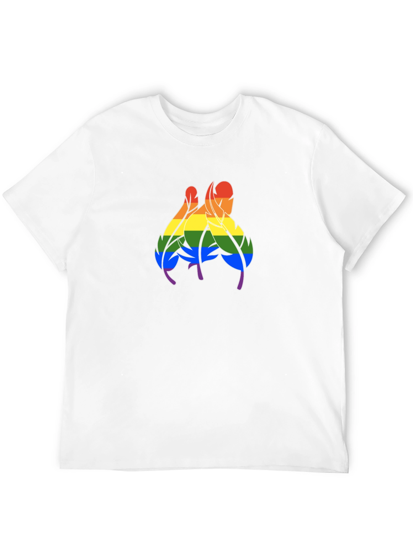Rainbow Feather Graphic Black T-Shirt