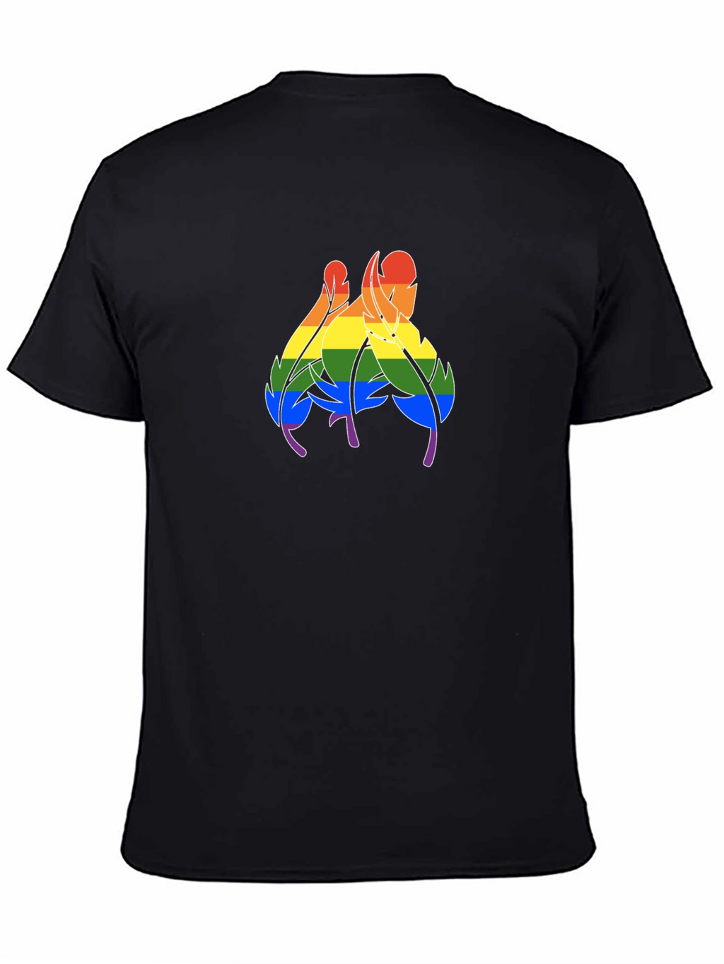Rainbow Feather Graphic Black T-Shirt