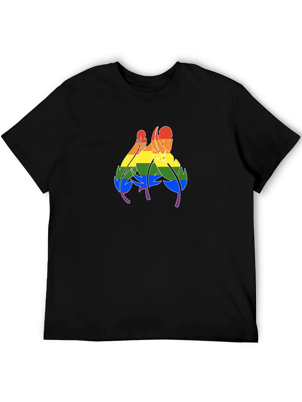 Rainbow Feather Graphic Black T-Shirt