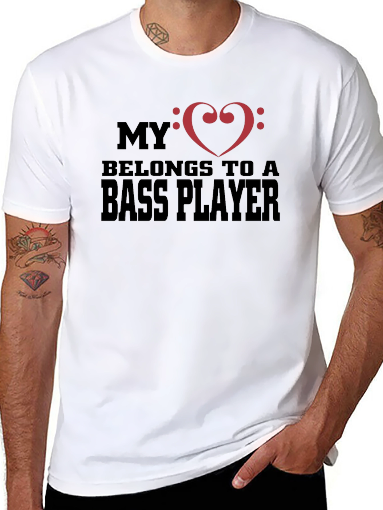 Bass Player Heart T-Shirt - Music Lover Tee