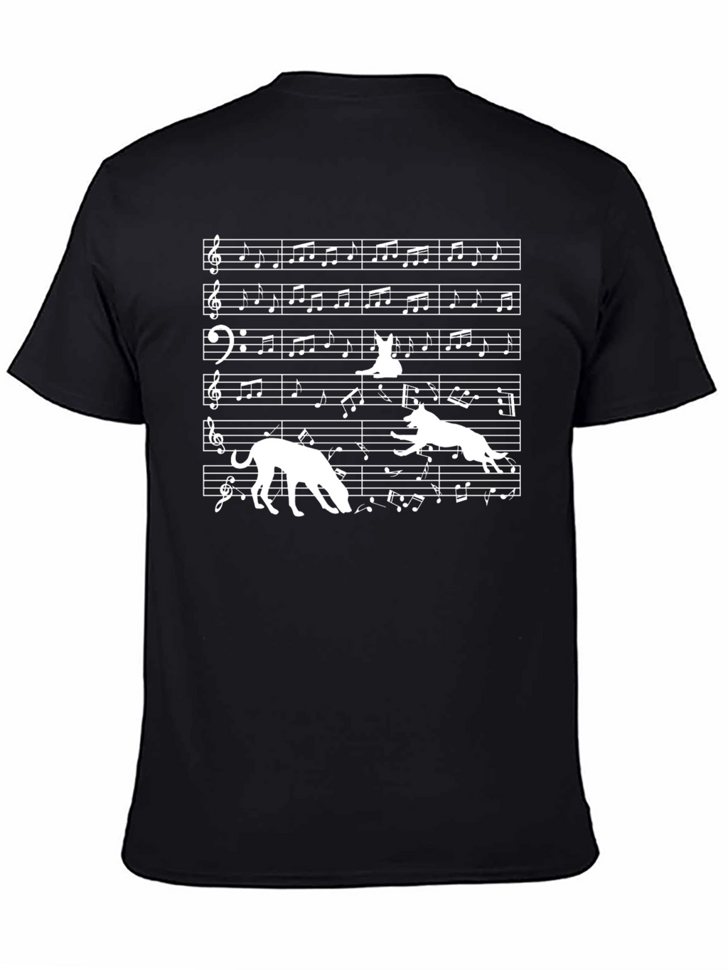 Music Notes & Dogs Graphic T-Shirt