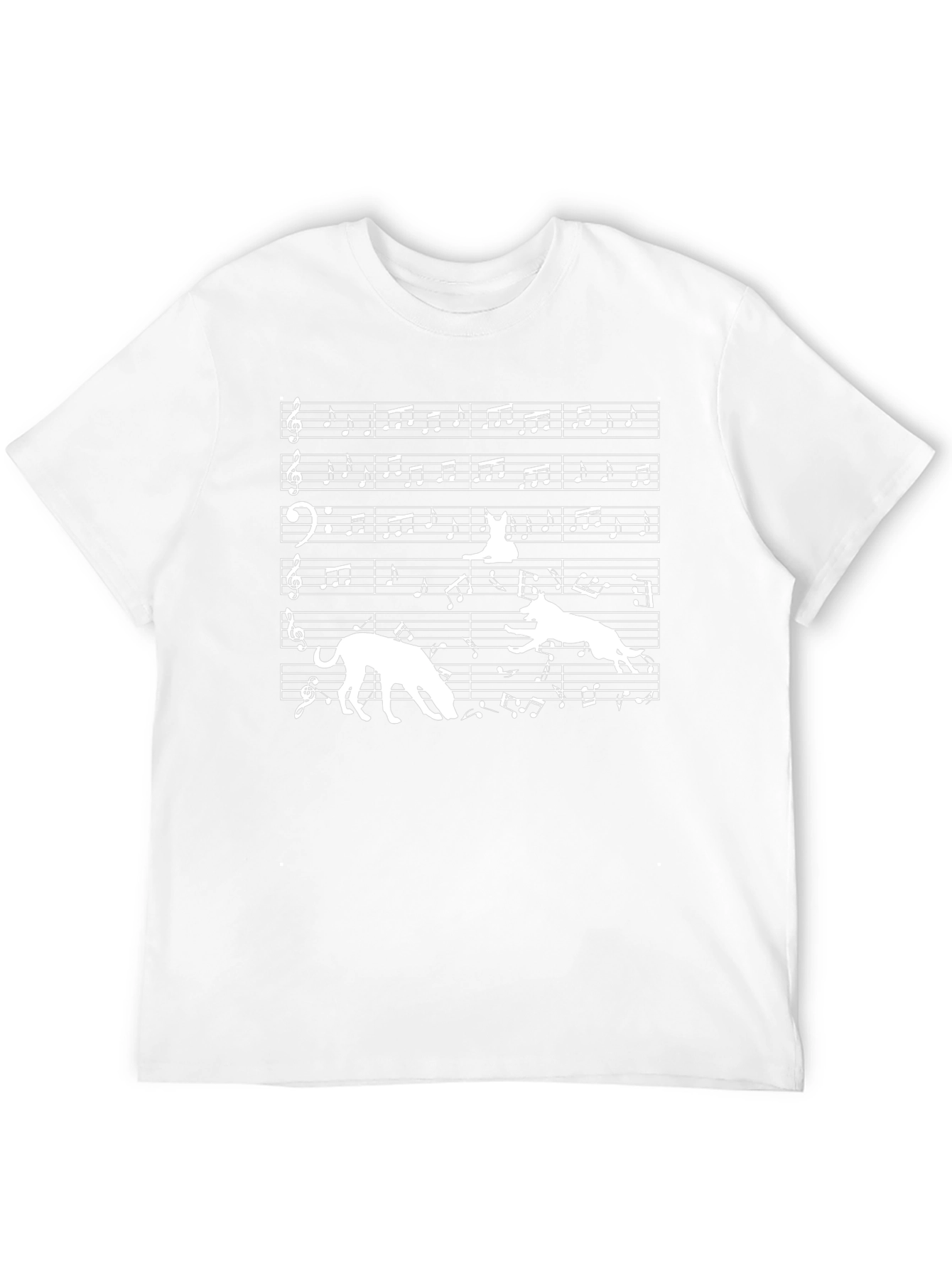 Music Notes & Dogs Graphic T-Shirt