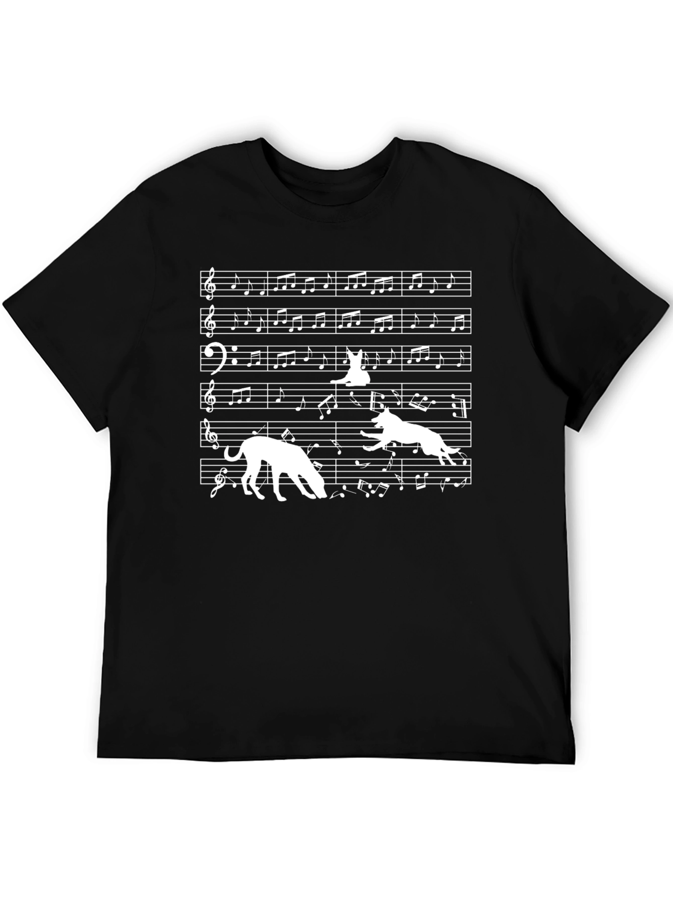 Music Notes & Dogs Graphic T-Shirt