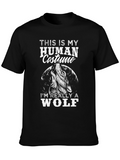 Human Costume Wolf T-Shirt - Funny Halloween Tee