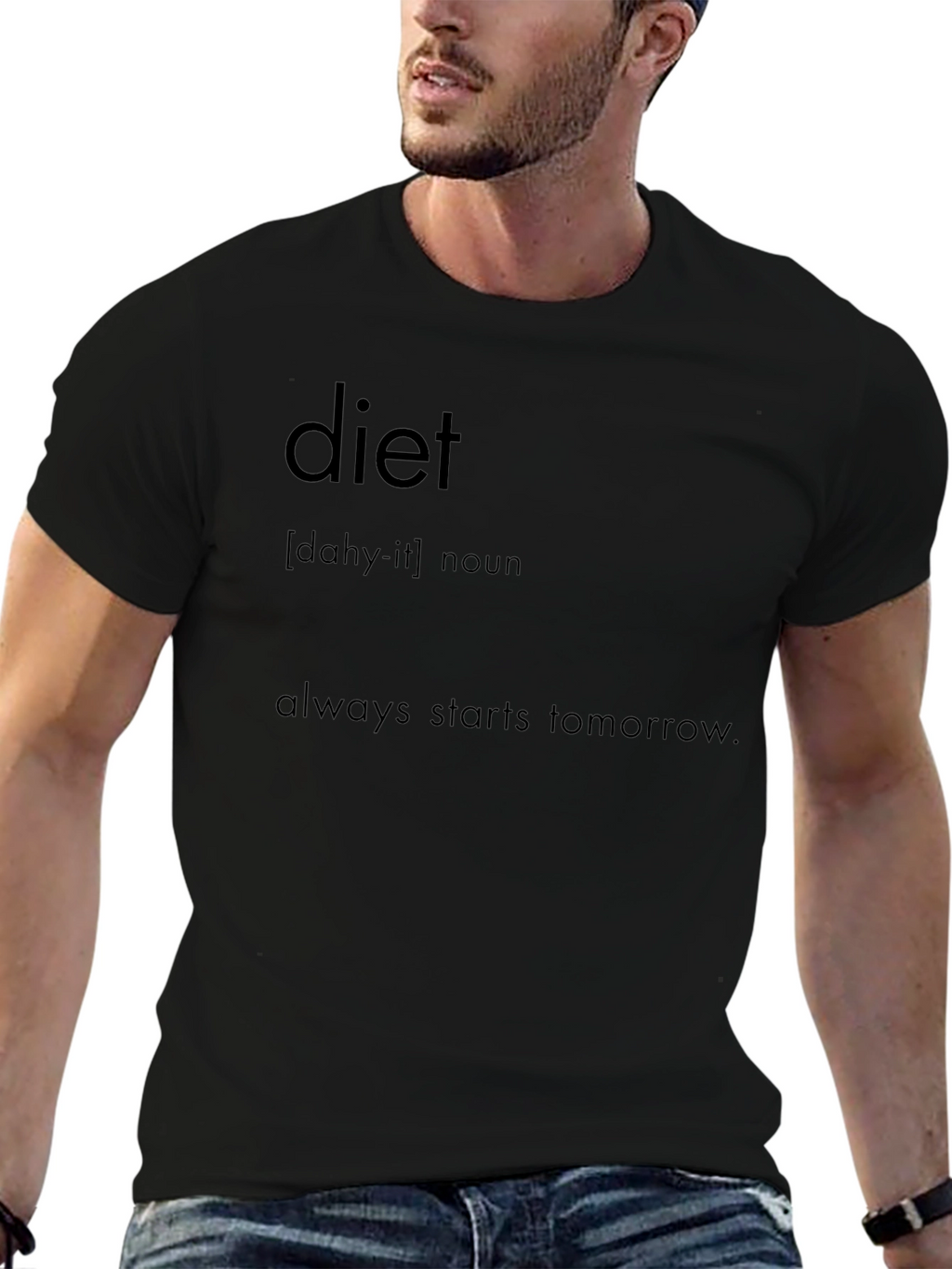 Diet Starts Tomorrow Black Graphic Tee