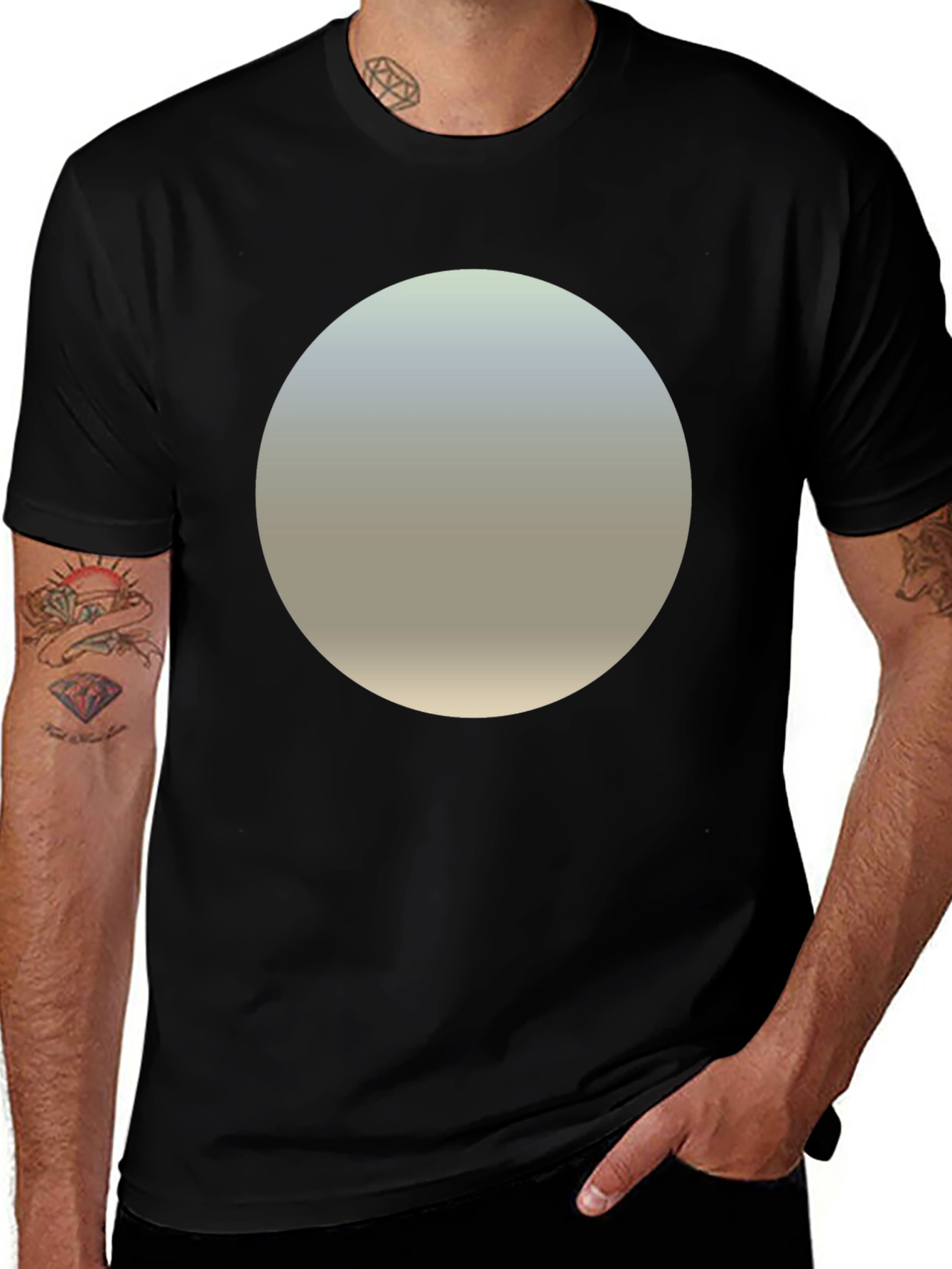 Minimalist Black T-Shirt with Gradient Circle Design