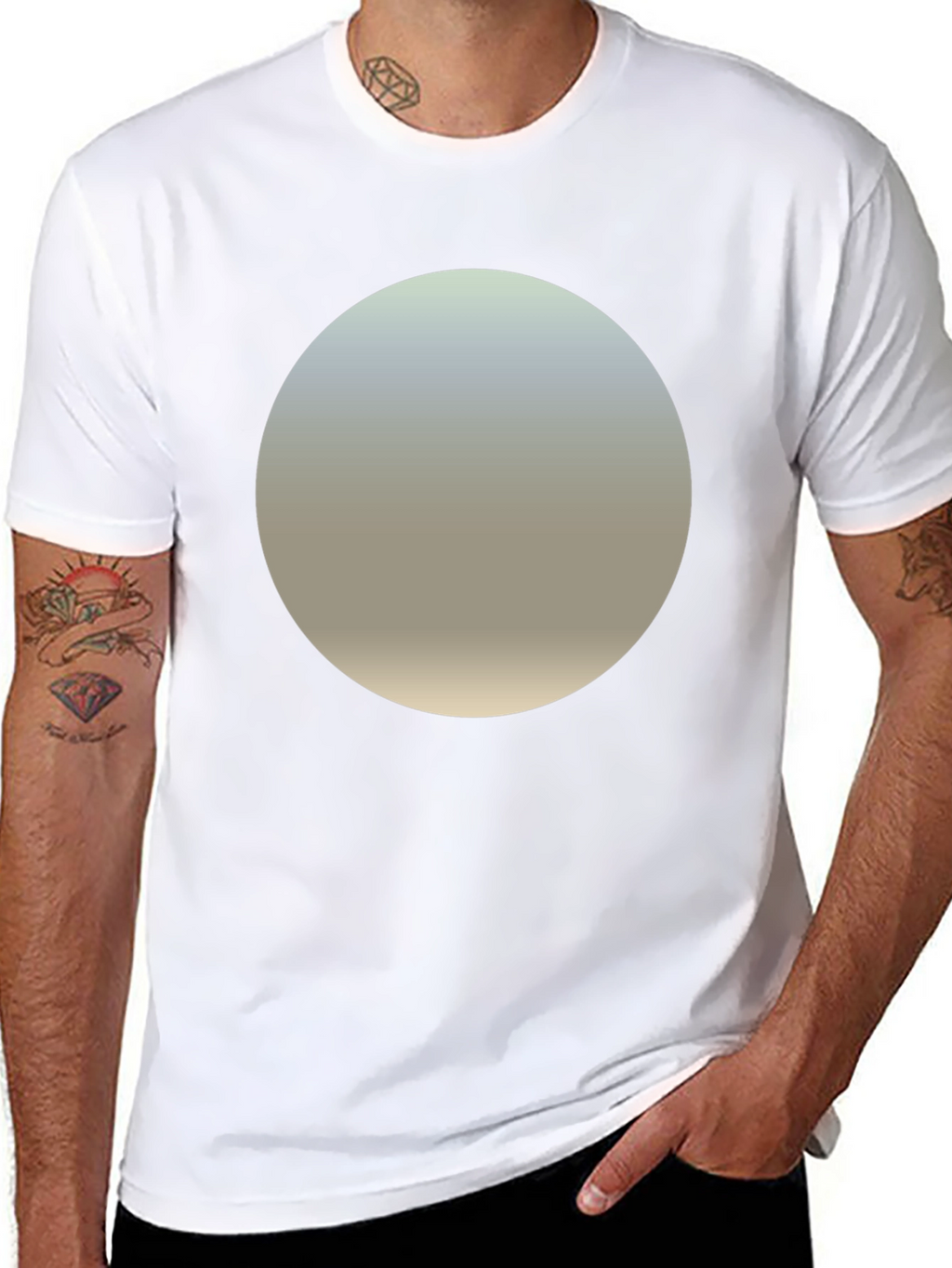 Minimalist Black T-Shirt with Gradient Circle Design
