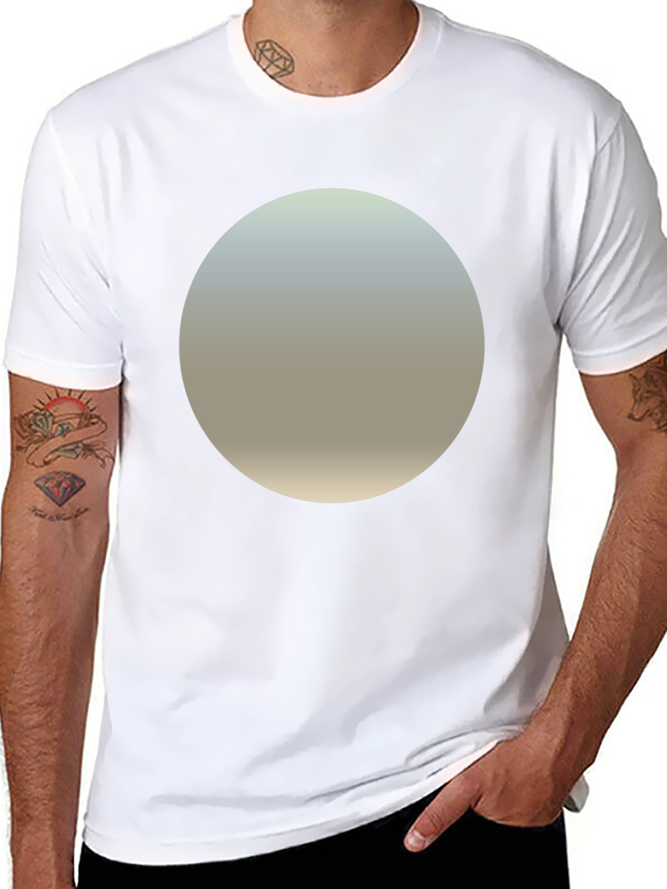 Minimalist Black T-Shirt with Gradient Circle Design