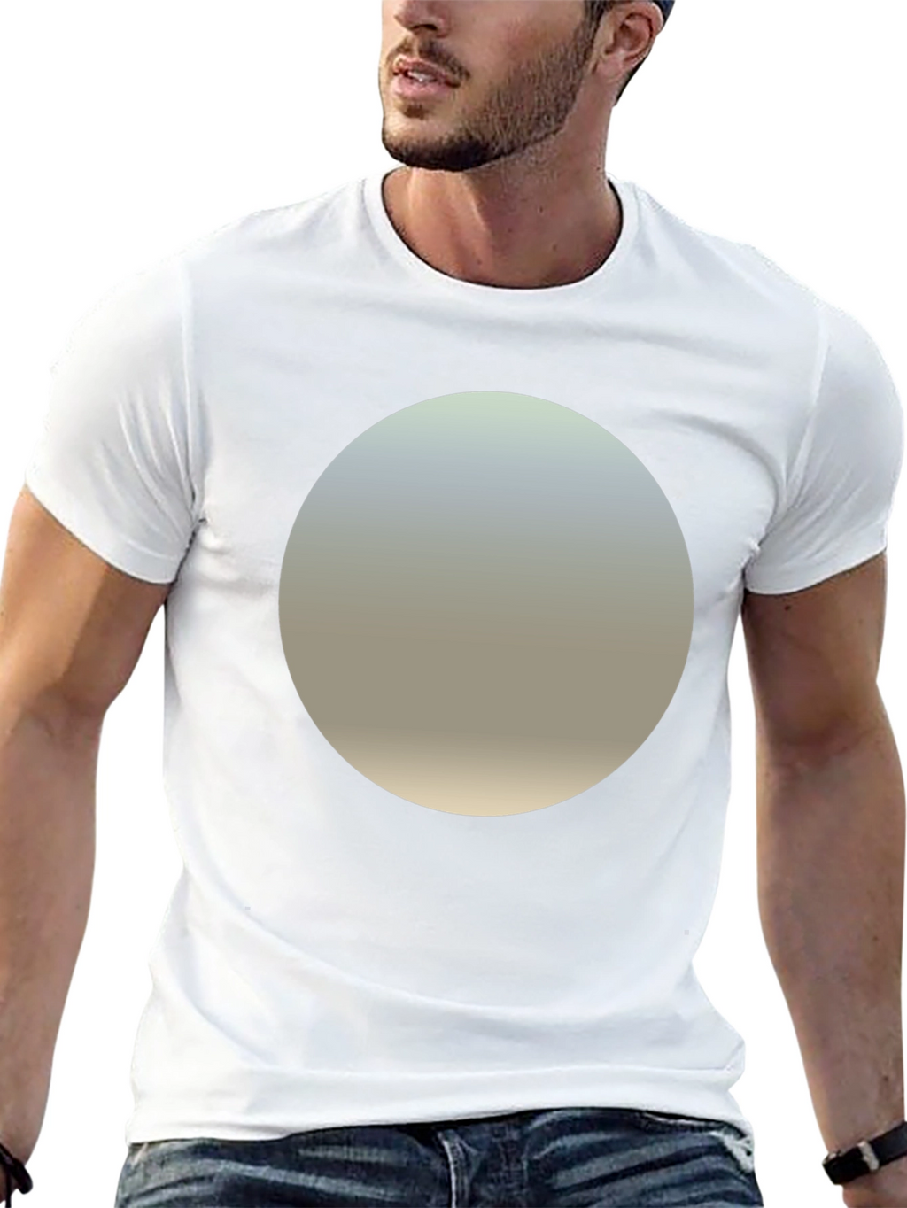Minimalist Black T-Shirt with Gradient Circle Design