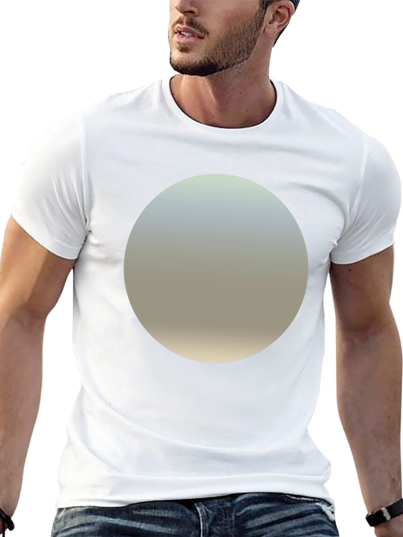 Minimalist Black T-Shirt with Gradient Circle Design