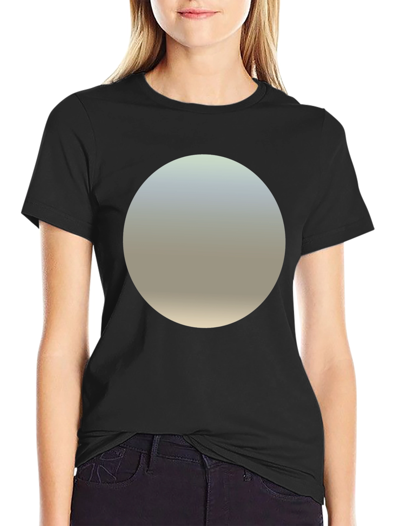 Minimalist Black T-Shirt with Gradient Circle Design
