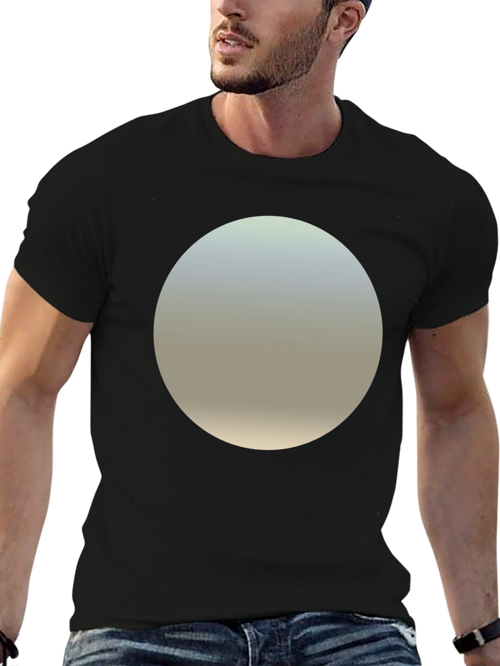 Minimalist Black T-Shirt with Gradient Circle Design