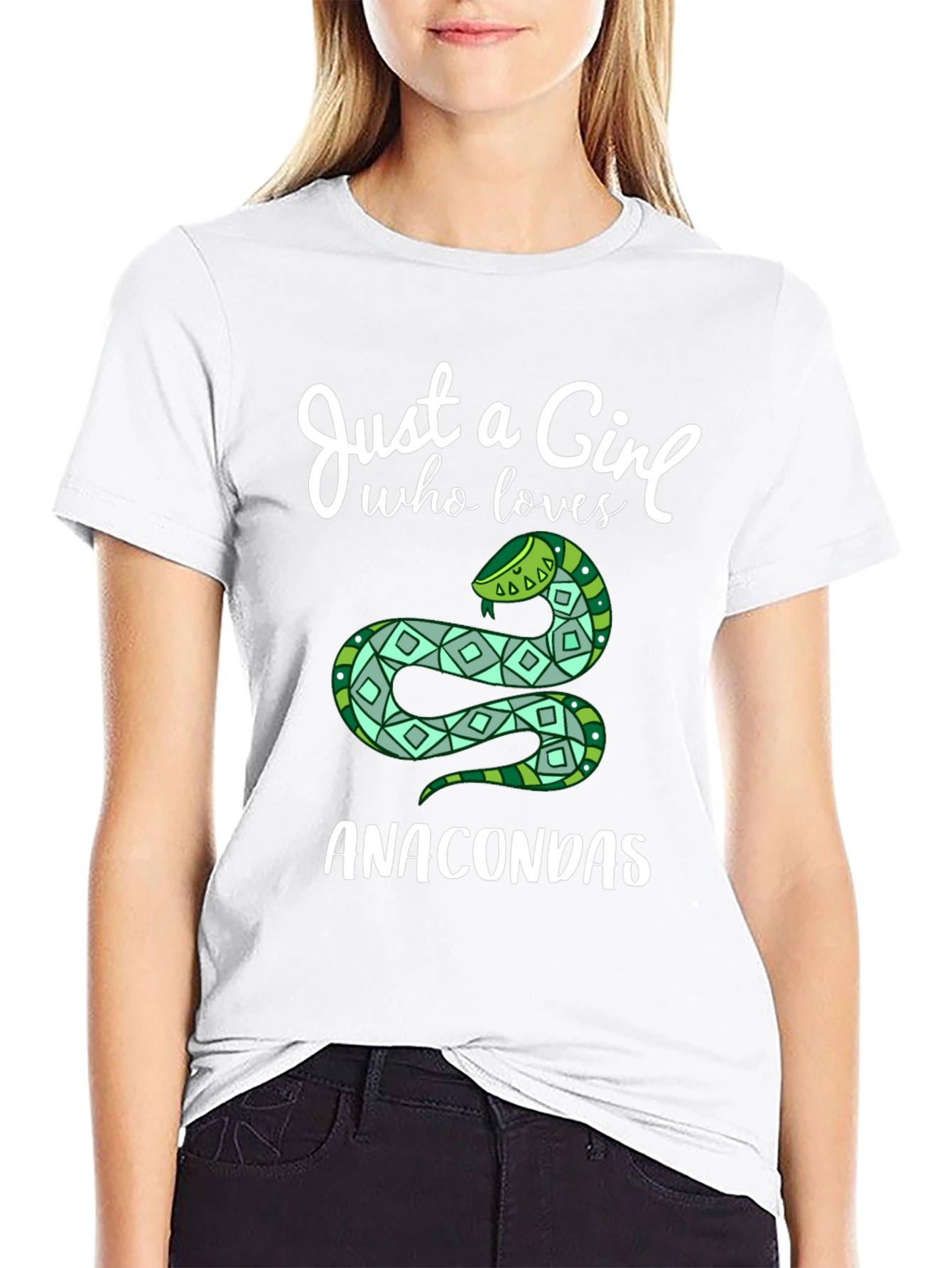 Just a Girl Who Loves Anacondas Black T-Shirt