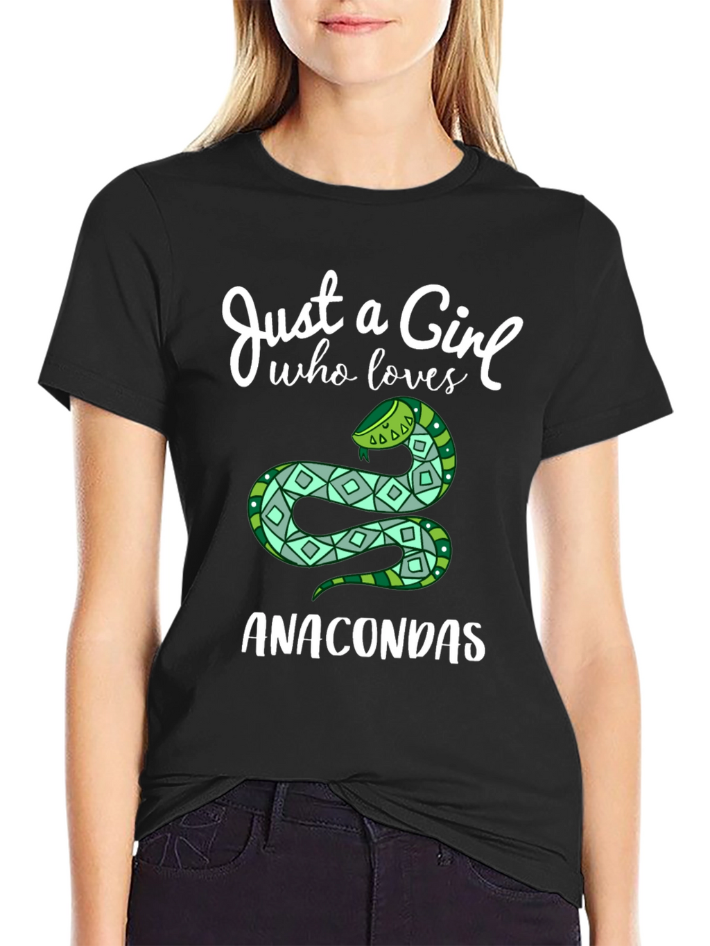 Just a Girl Who Loves Anacondas Black T-Shirt