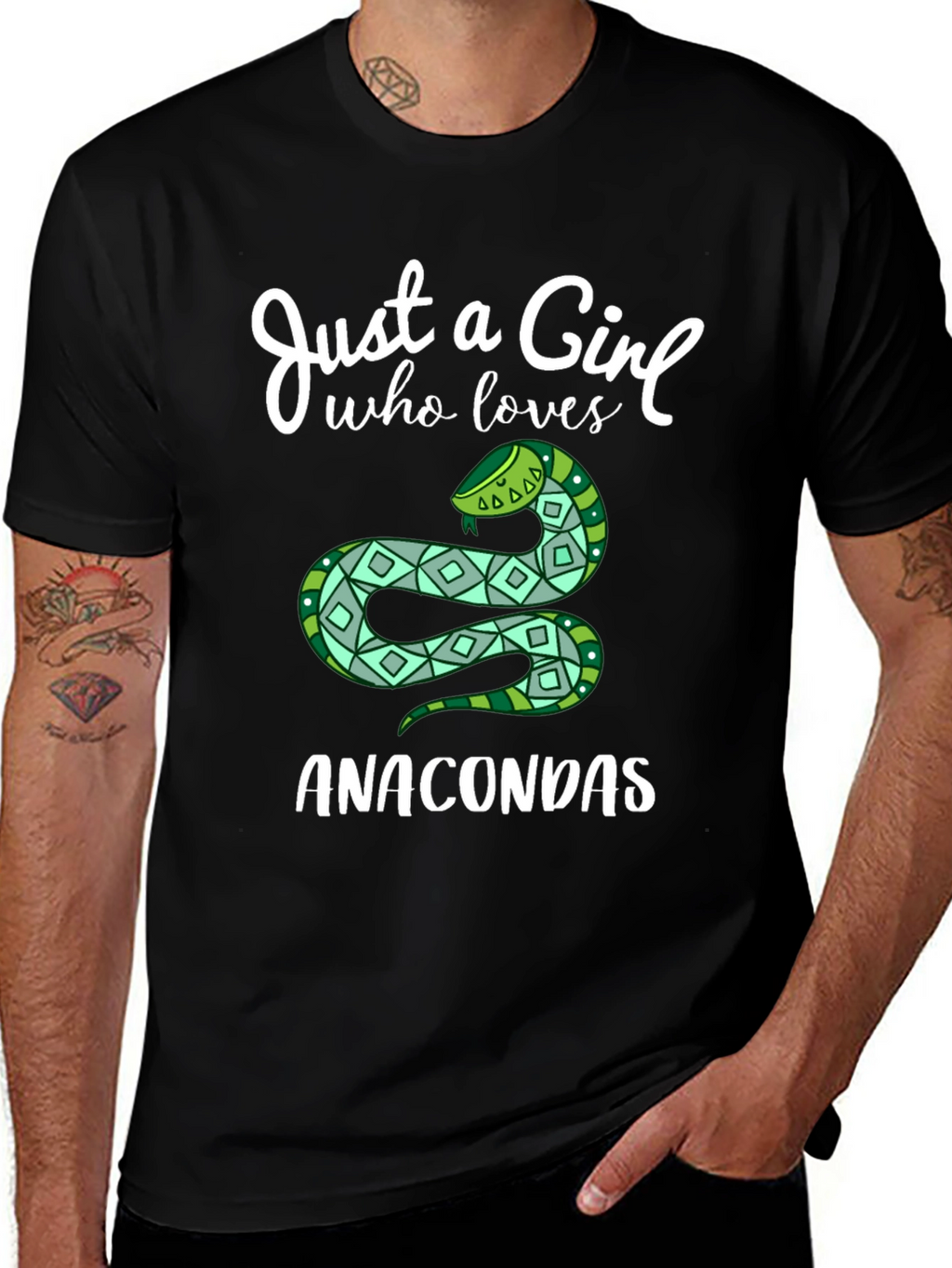 Just a Girl Who Loves Anacondas Black T-Shirt
