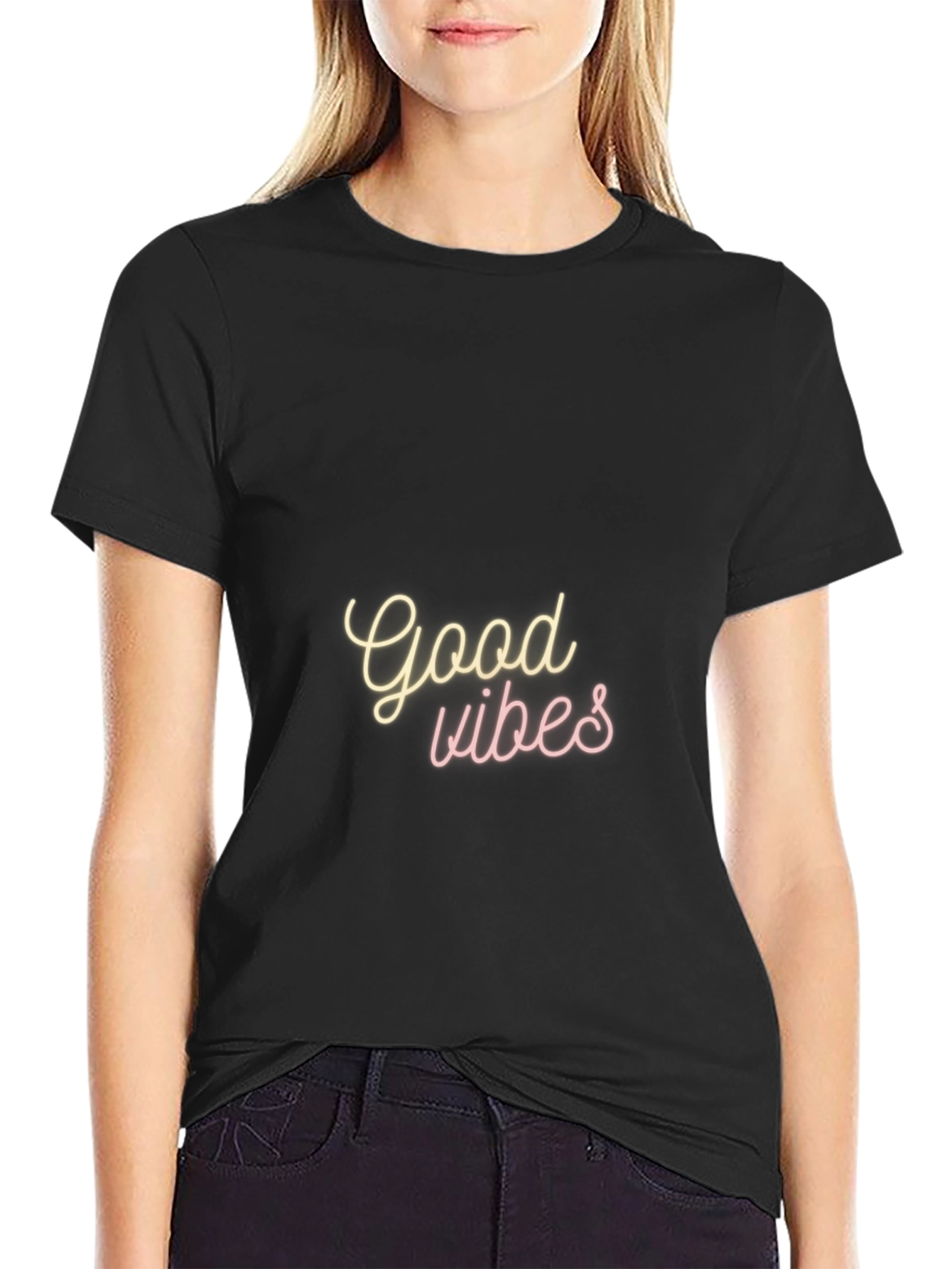 Good Vibes T-Shirt - Black Casual Tee