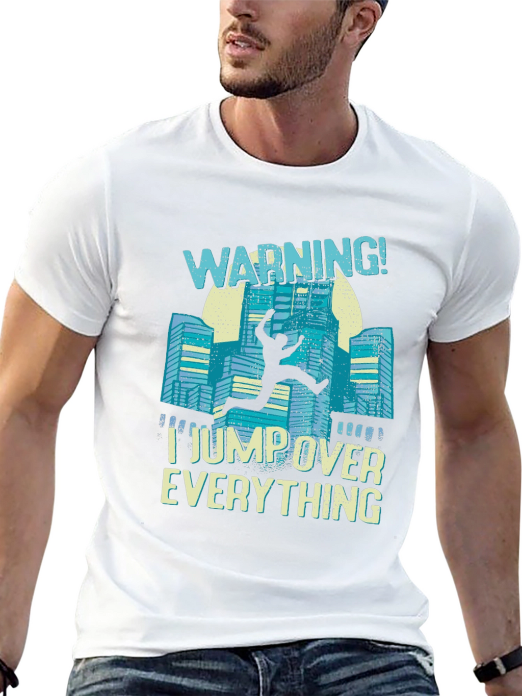 Warning I Jump Over Everything Black T-Shirt