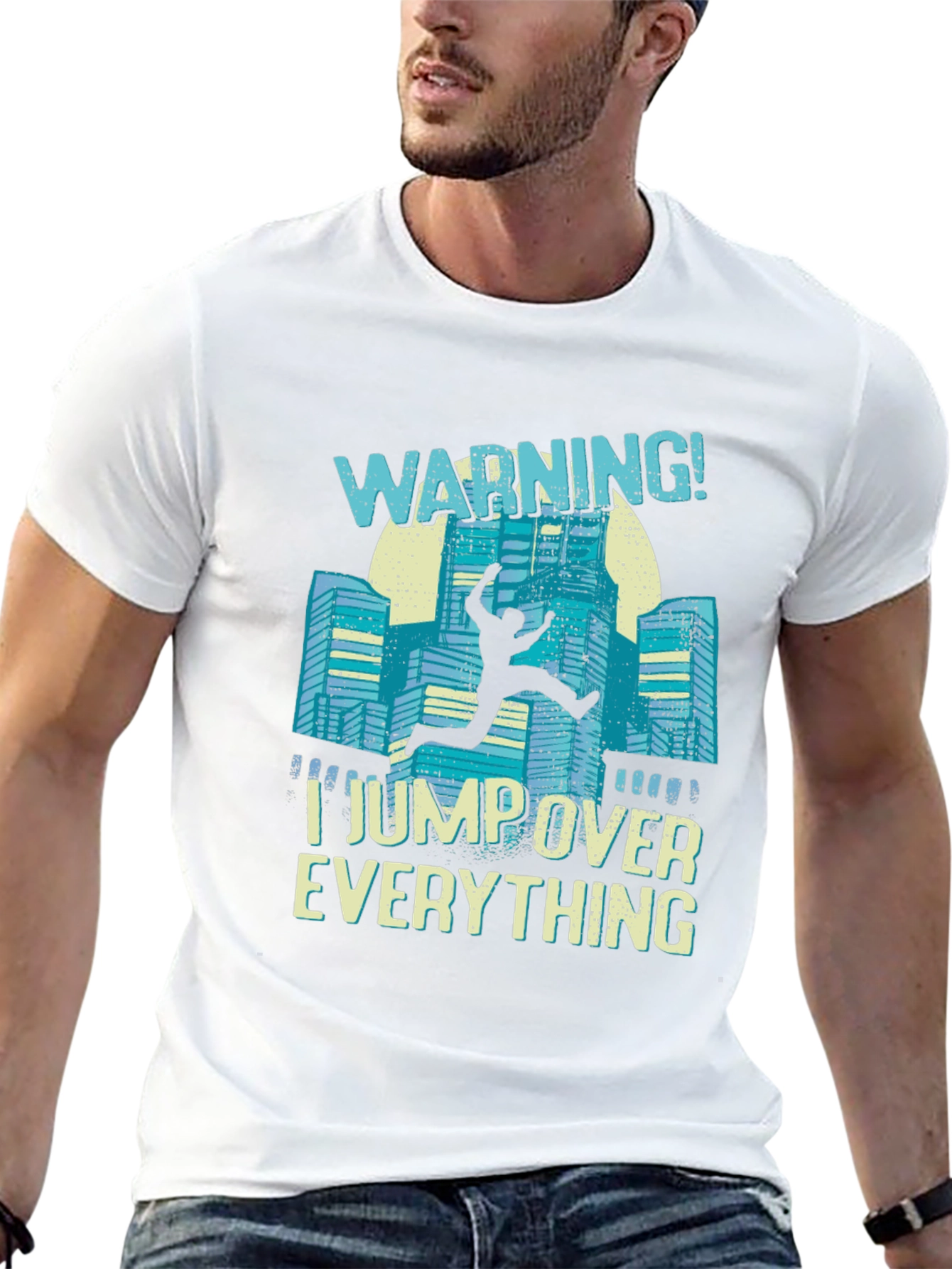 Warning I Jump Over Everything Black T-Shirt