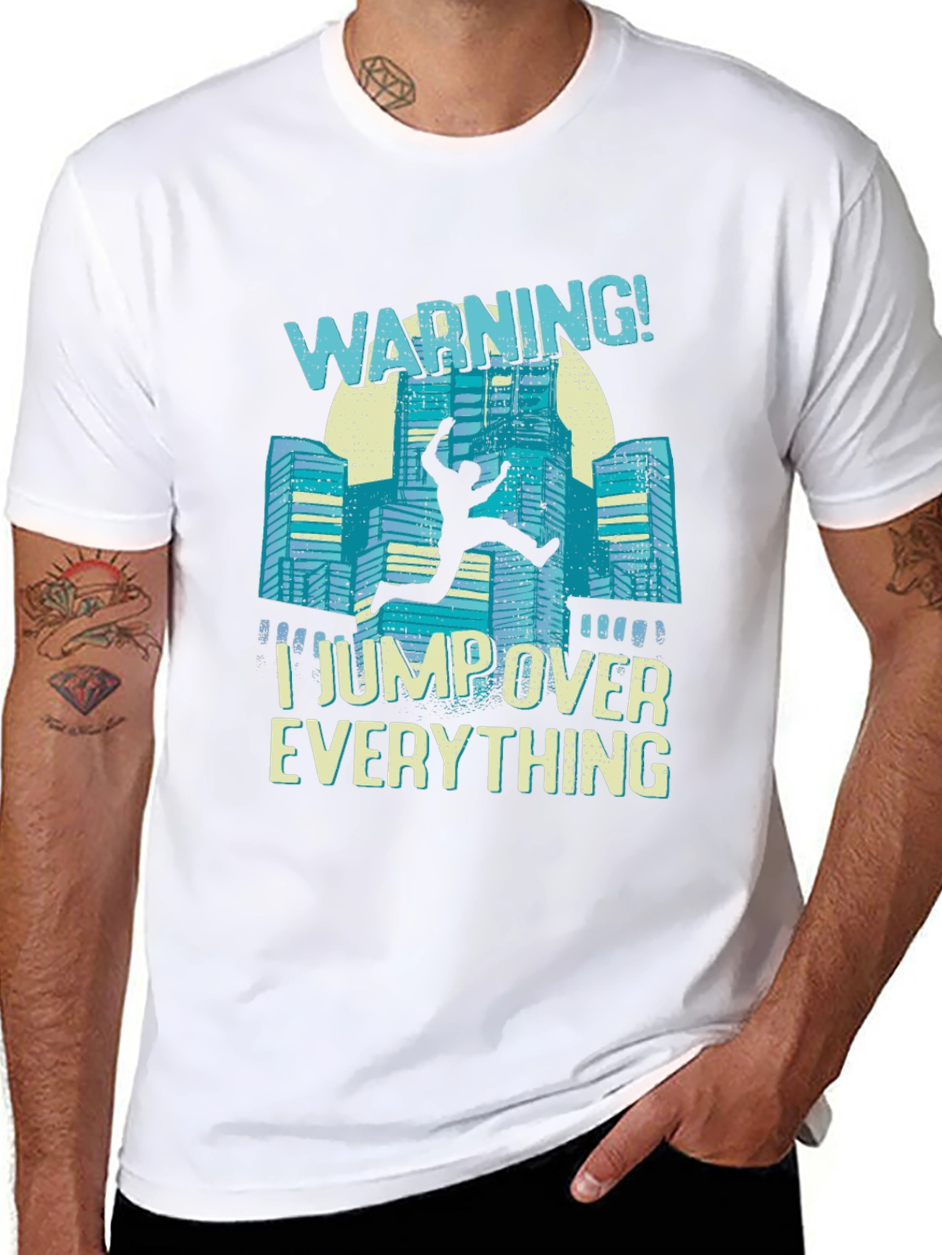 Warning I Jump Over Everything Black T-Shirt