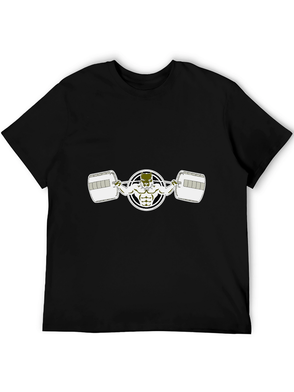 Weightlifting Bulldog Graphic Tee - Black Cotton