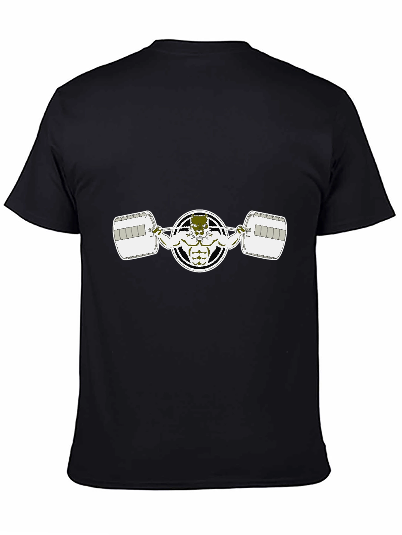 Weightlifting Bulldog Graphic Tee - Black Cotton
