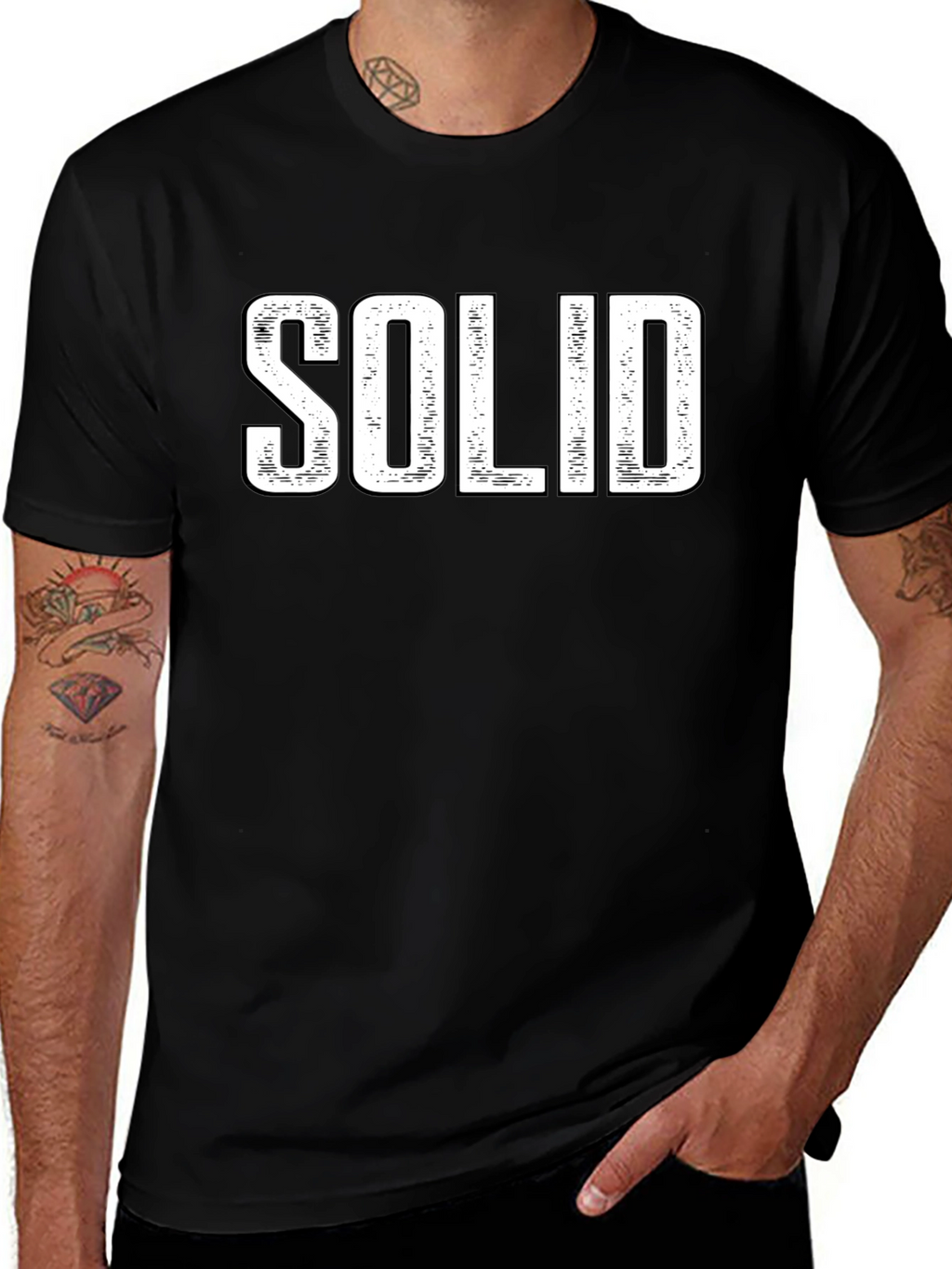 SOLID Graphic Print Mens Black T-Shirt