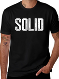 SOLID Graphic Print Mens Black T-Shirt