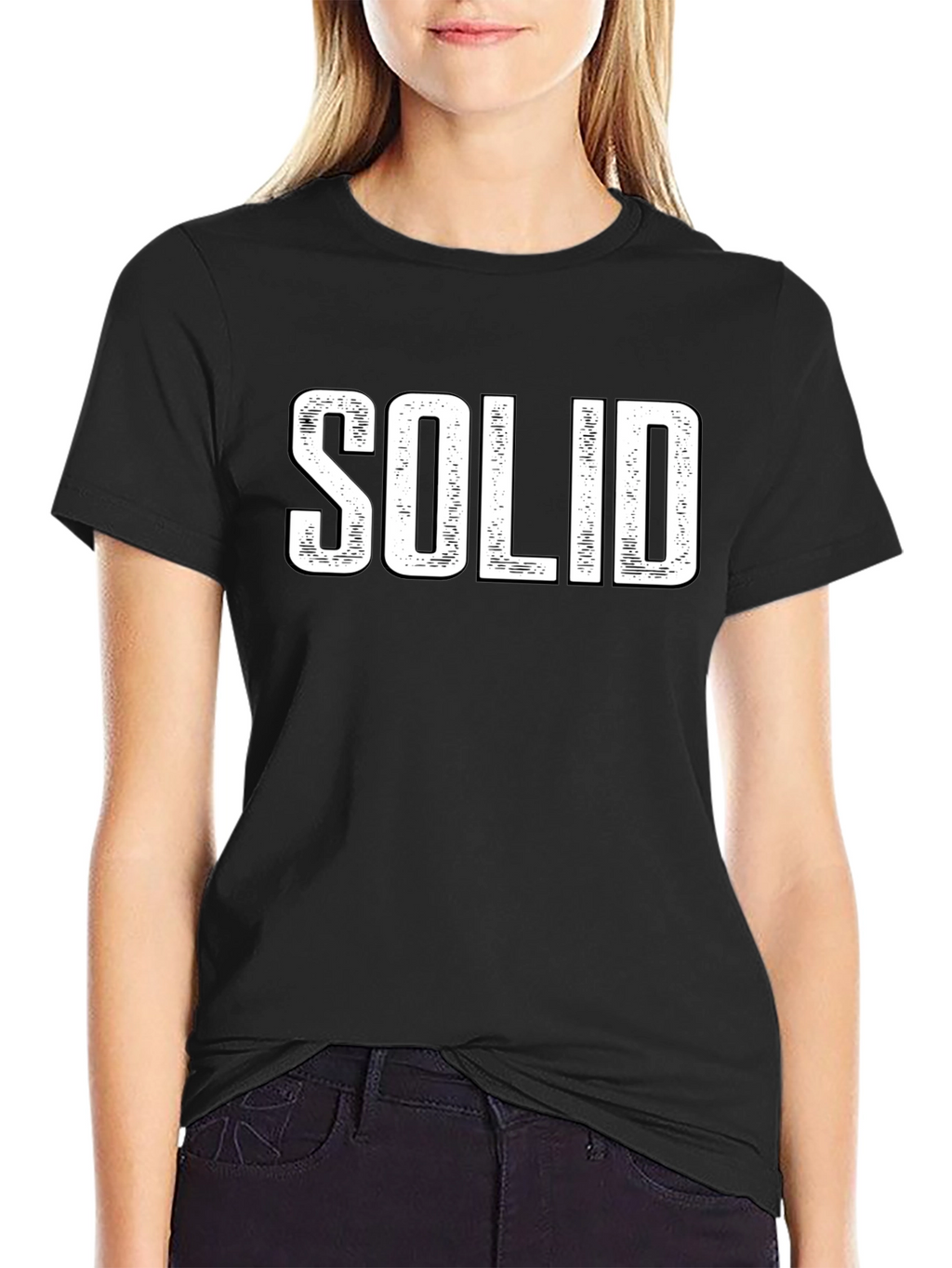 SOLID Graphic Print Mens Black T-Shirt