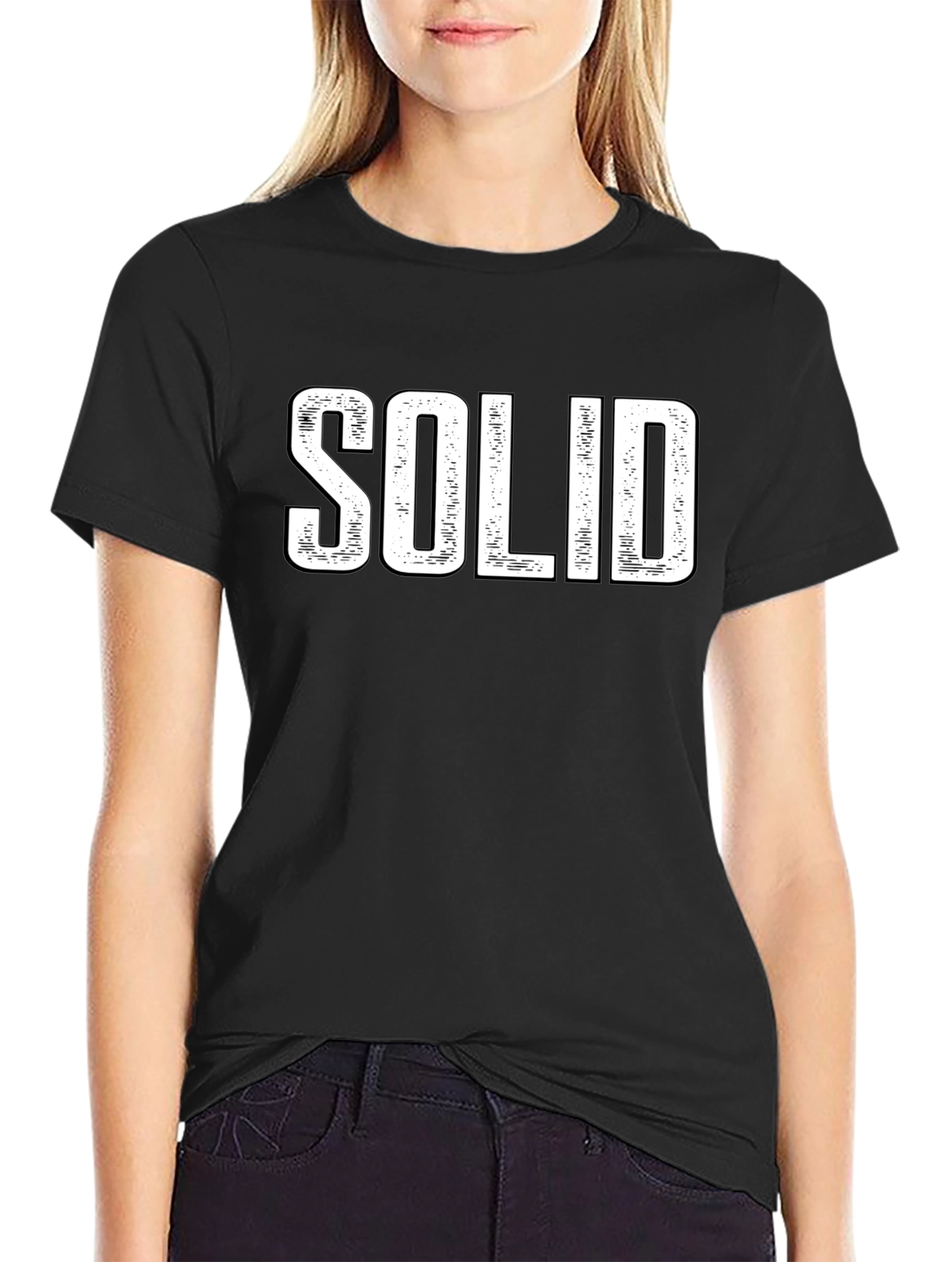 SOLID Graphic Print Mens Black T-Shirt