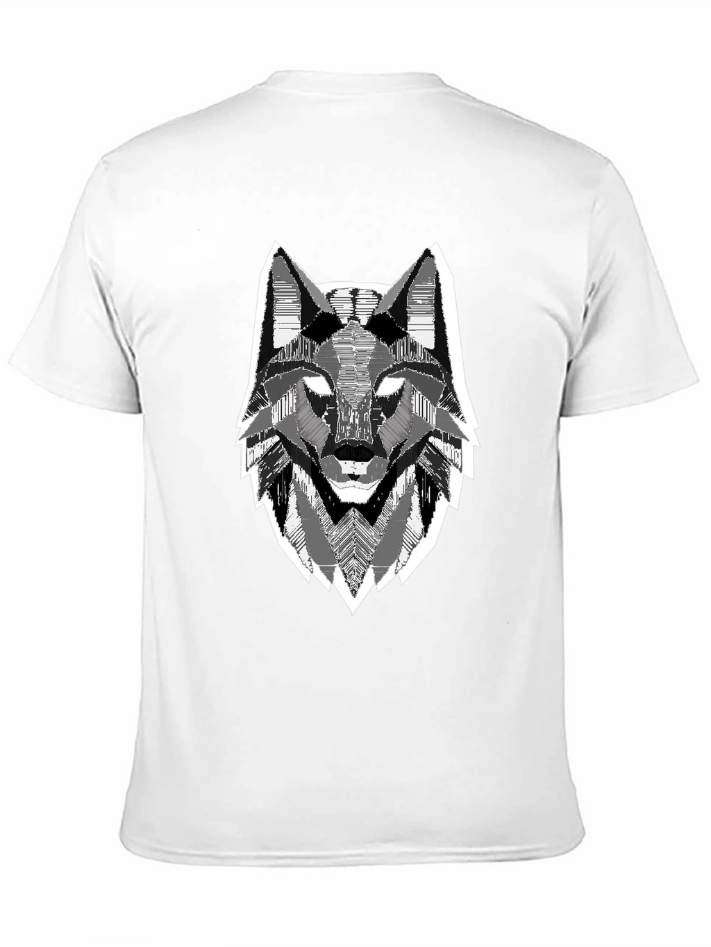 Geometric Wolf Head Graphic Print Black T-Shirt