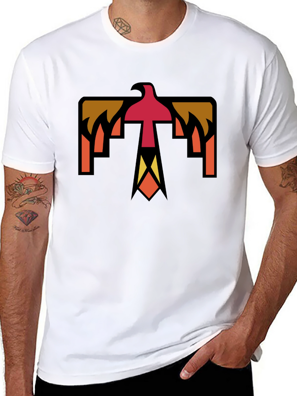 Geometric Thunderbird Graphic Tee - Black