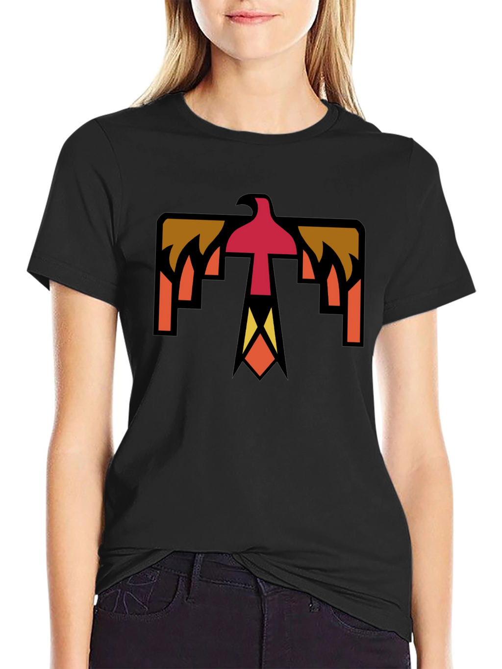 Geometric Thunderbird Graphic Tee - Black