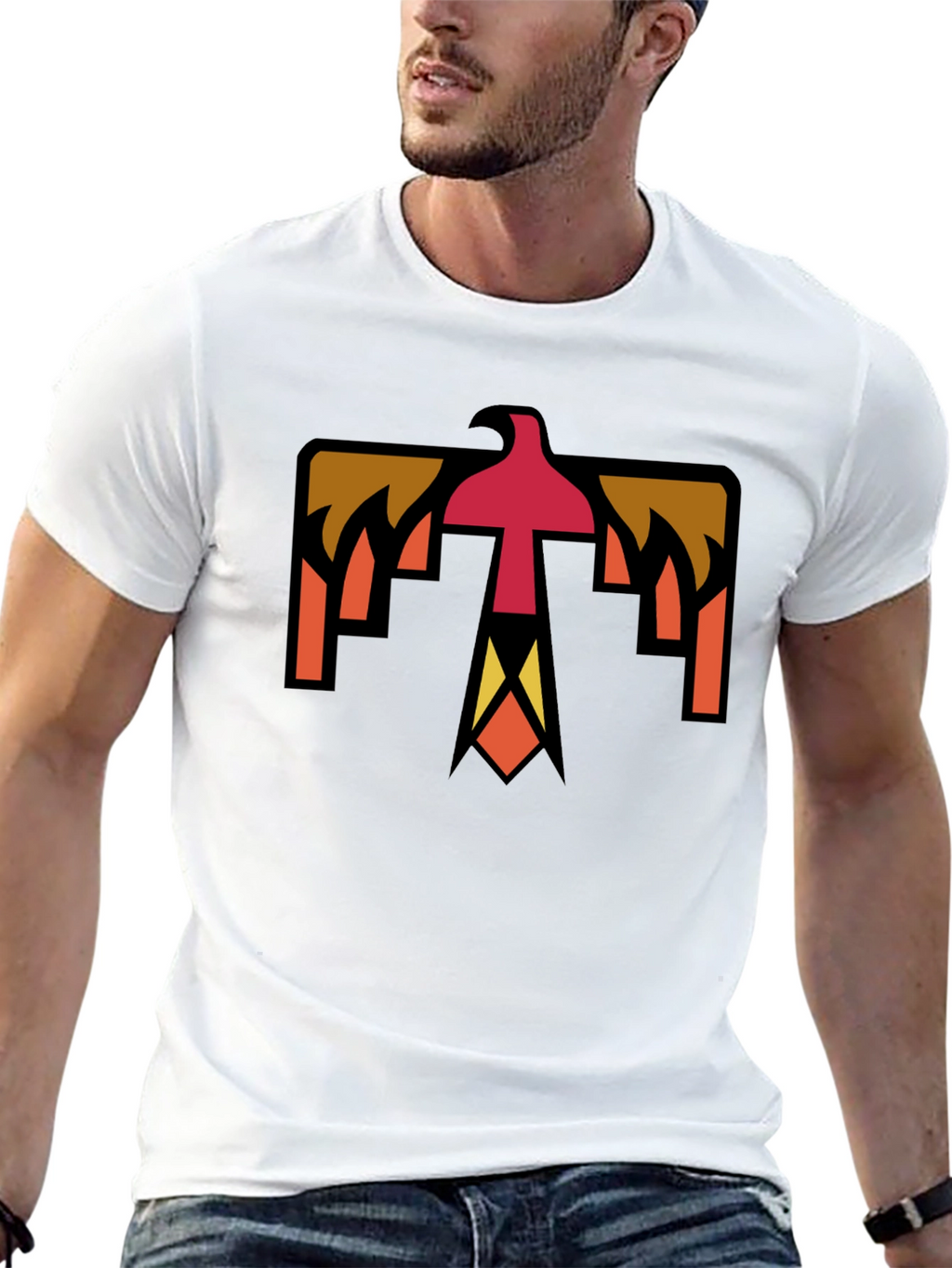 Geometric Thunderbird Graphic Tee - Black