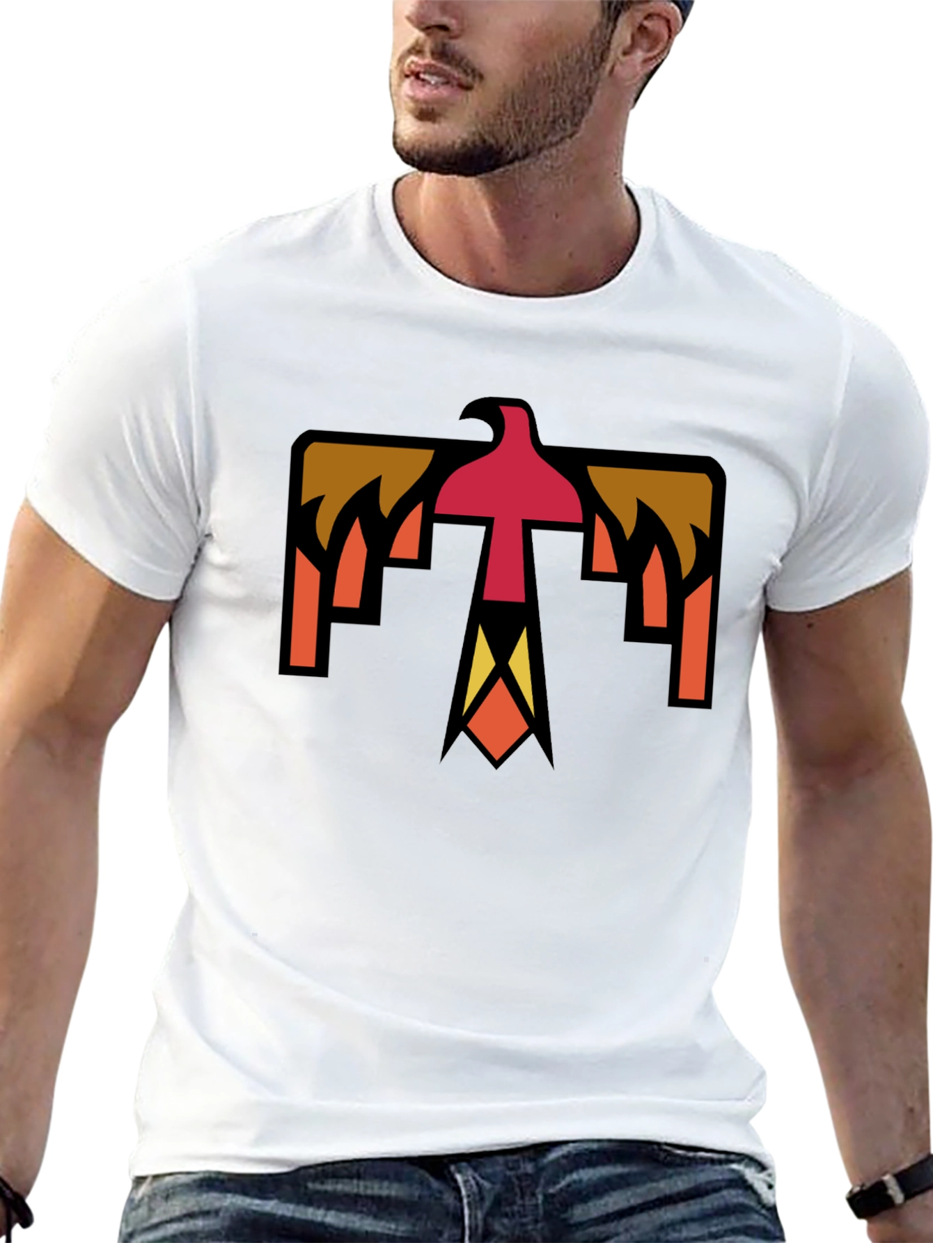 Geometric Thunderbird Graphic Tee - Black