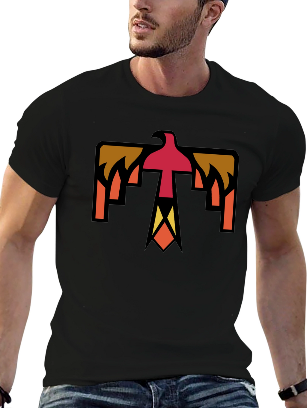 Geometric Thunderbird Graphic Tee - Black