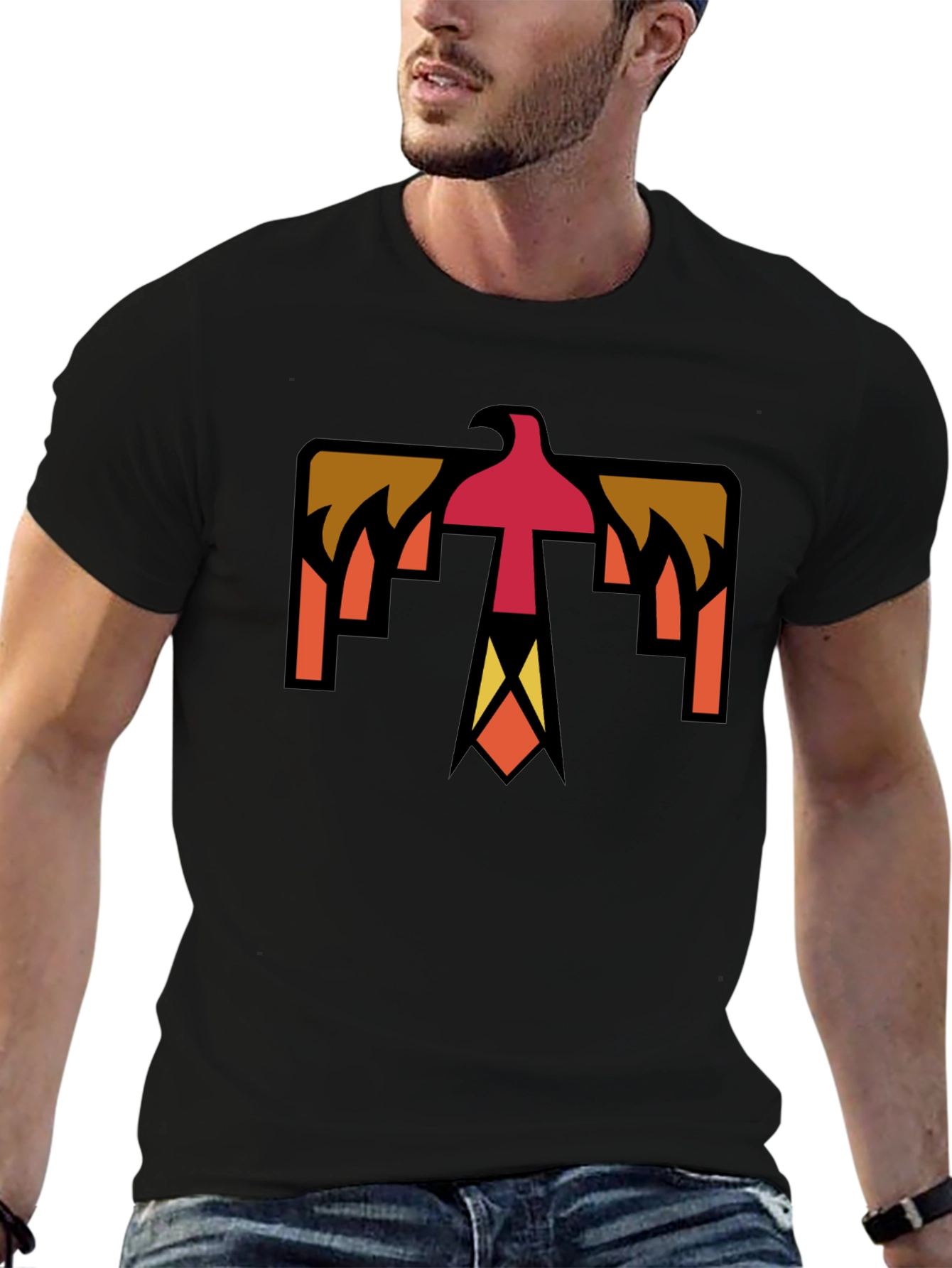 Geometric Thunderbird Graphic Tee - Black
