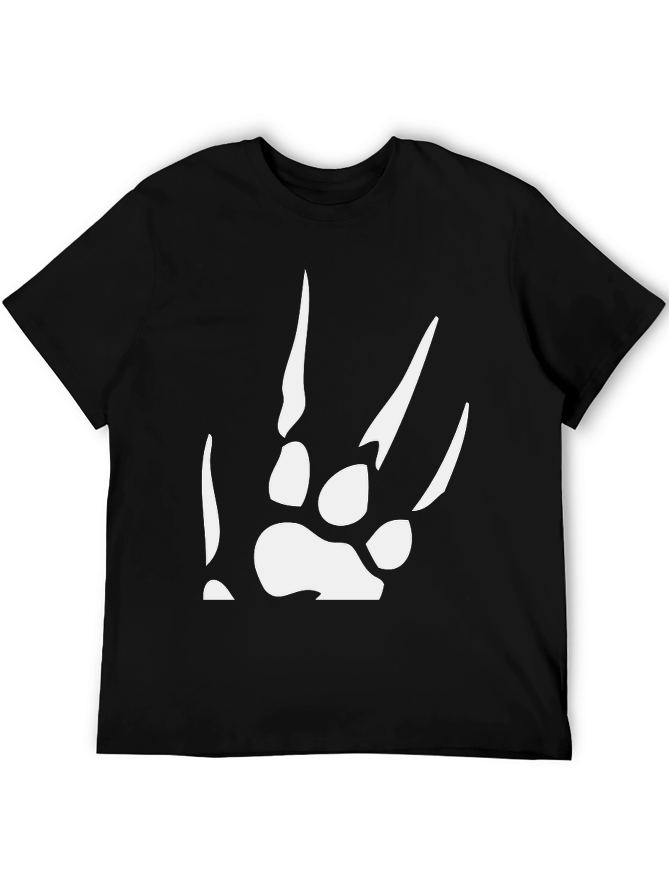Black T-Shirt with White Paw Print Design