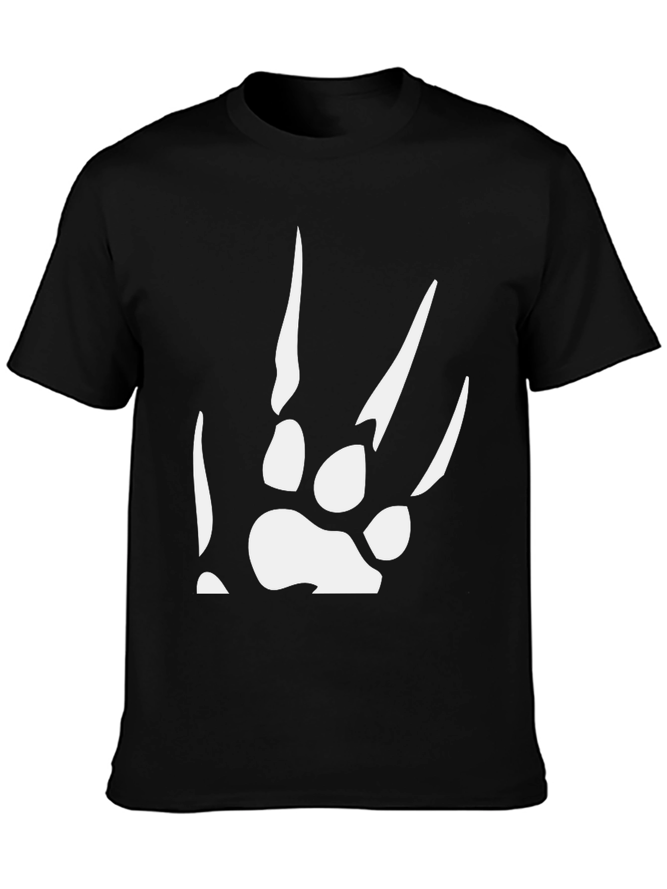 Black T-Shirt with White Paw Print Design