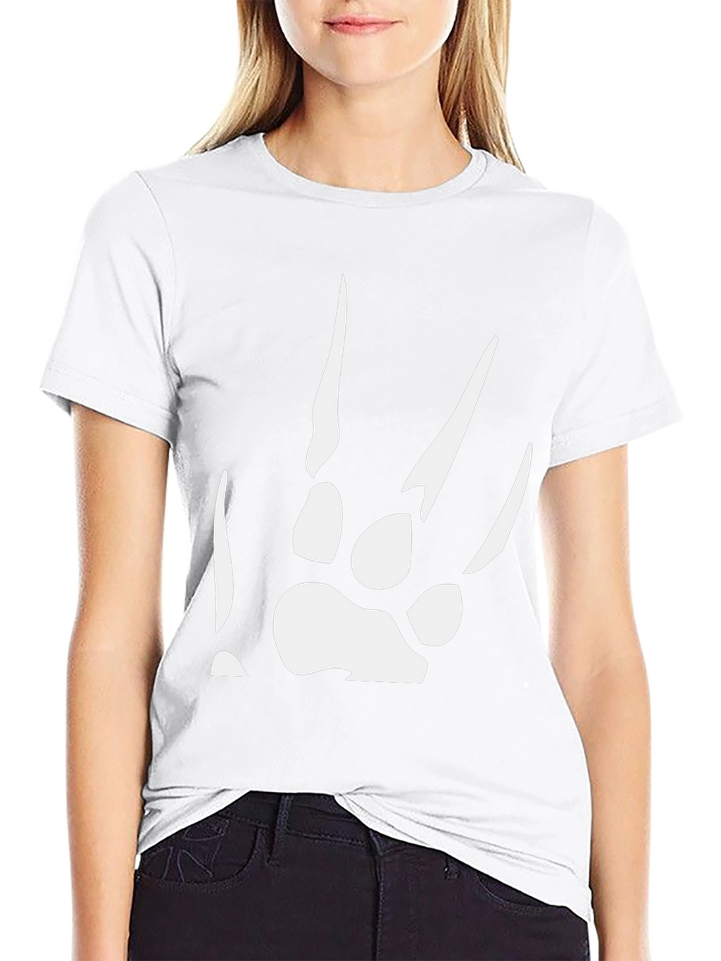 Black T-Shirt with White Paw Print Design