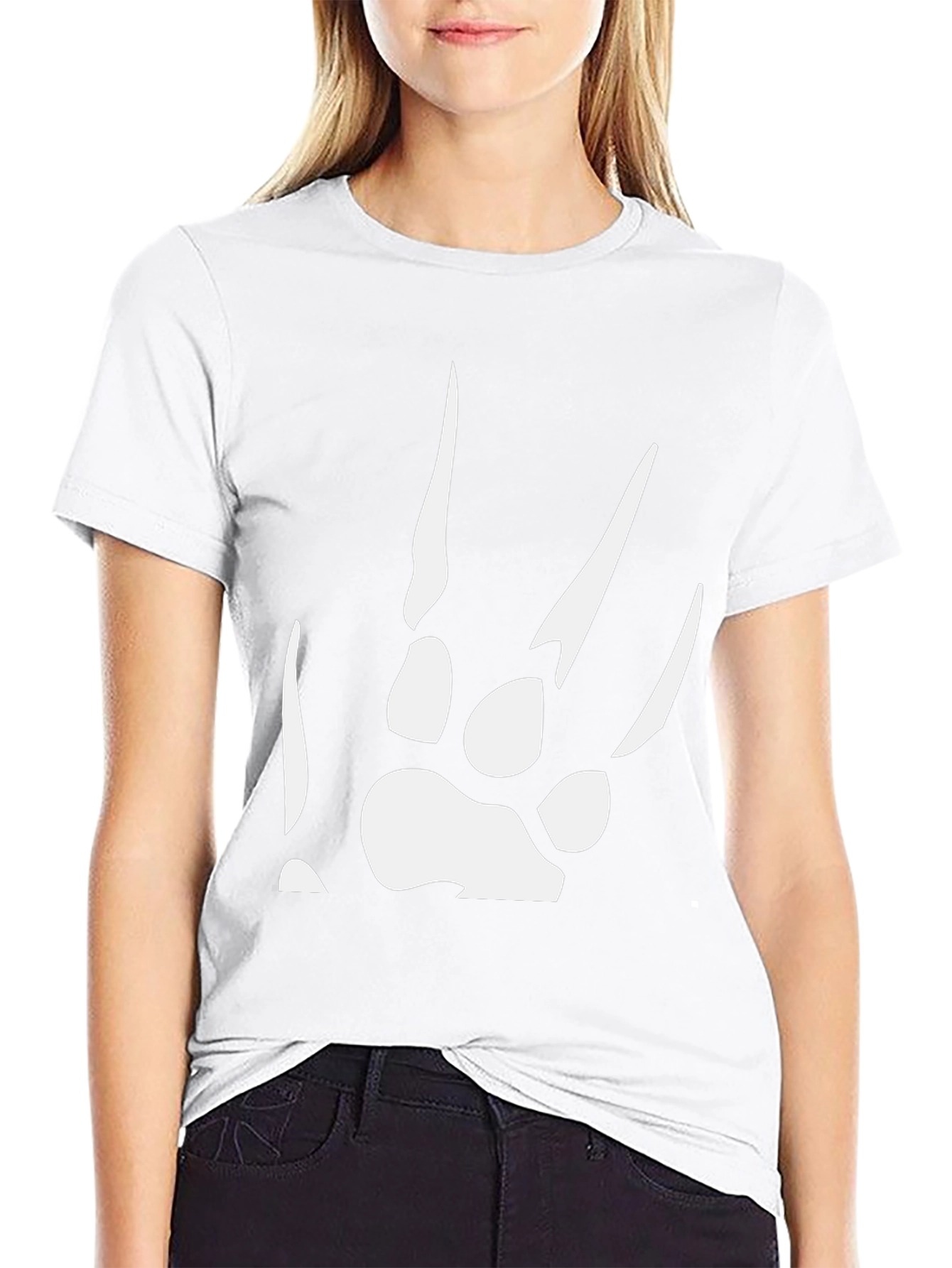 Black T-Shirt with White Paw Print Design