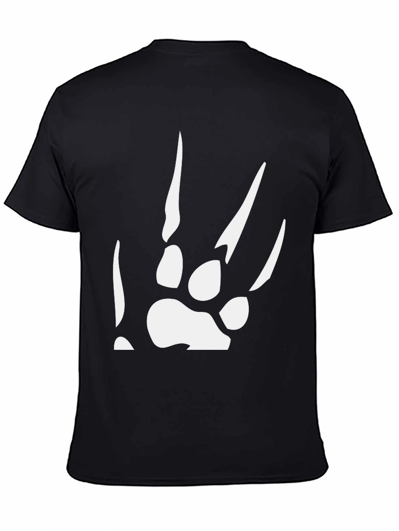 Black T-Shirt with White Paw Print Design