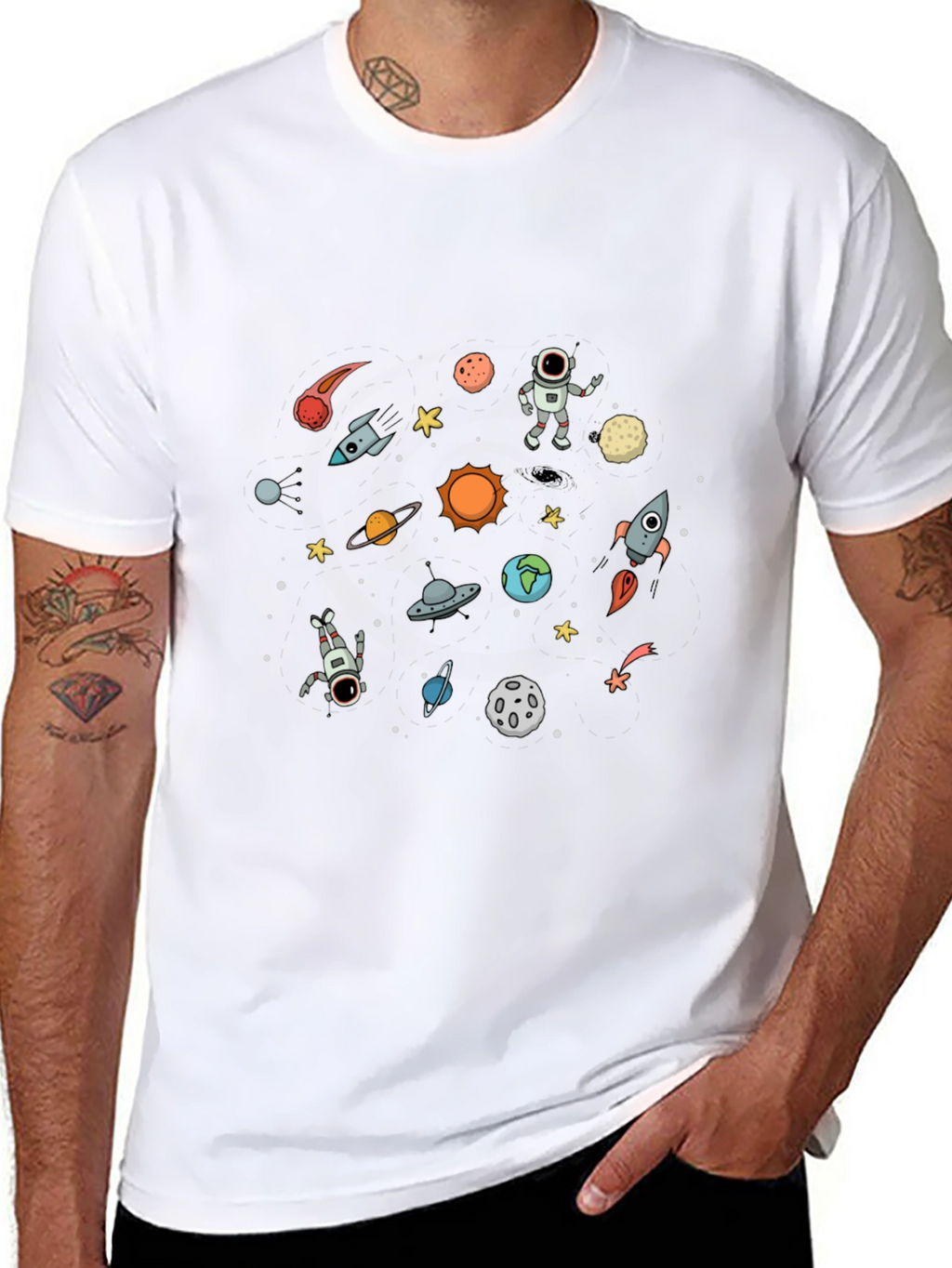 Space Galaxy T-Shirt - Astronauts & Planets
