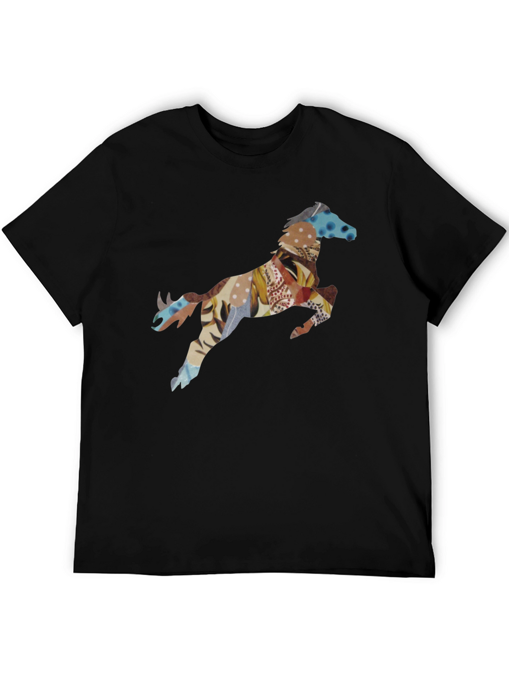 Black T-Shirt with Horse Print